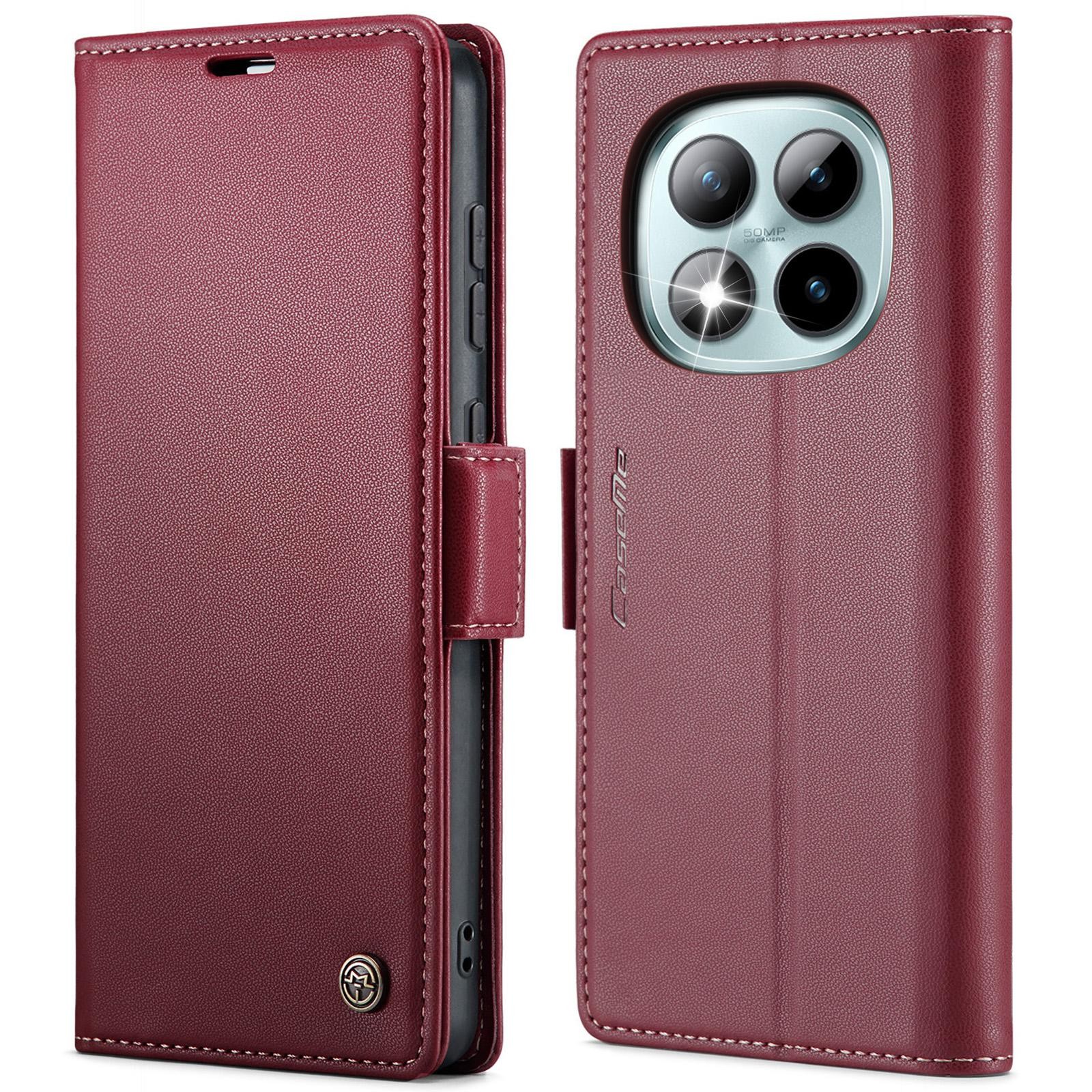 CaseMe 023 Xiaomi Redmi Note 15 Pro+ 5G RFID Θήκη Πορτοφόλι Δερμάτινη- Wine Red