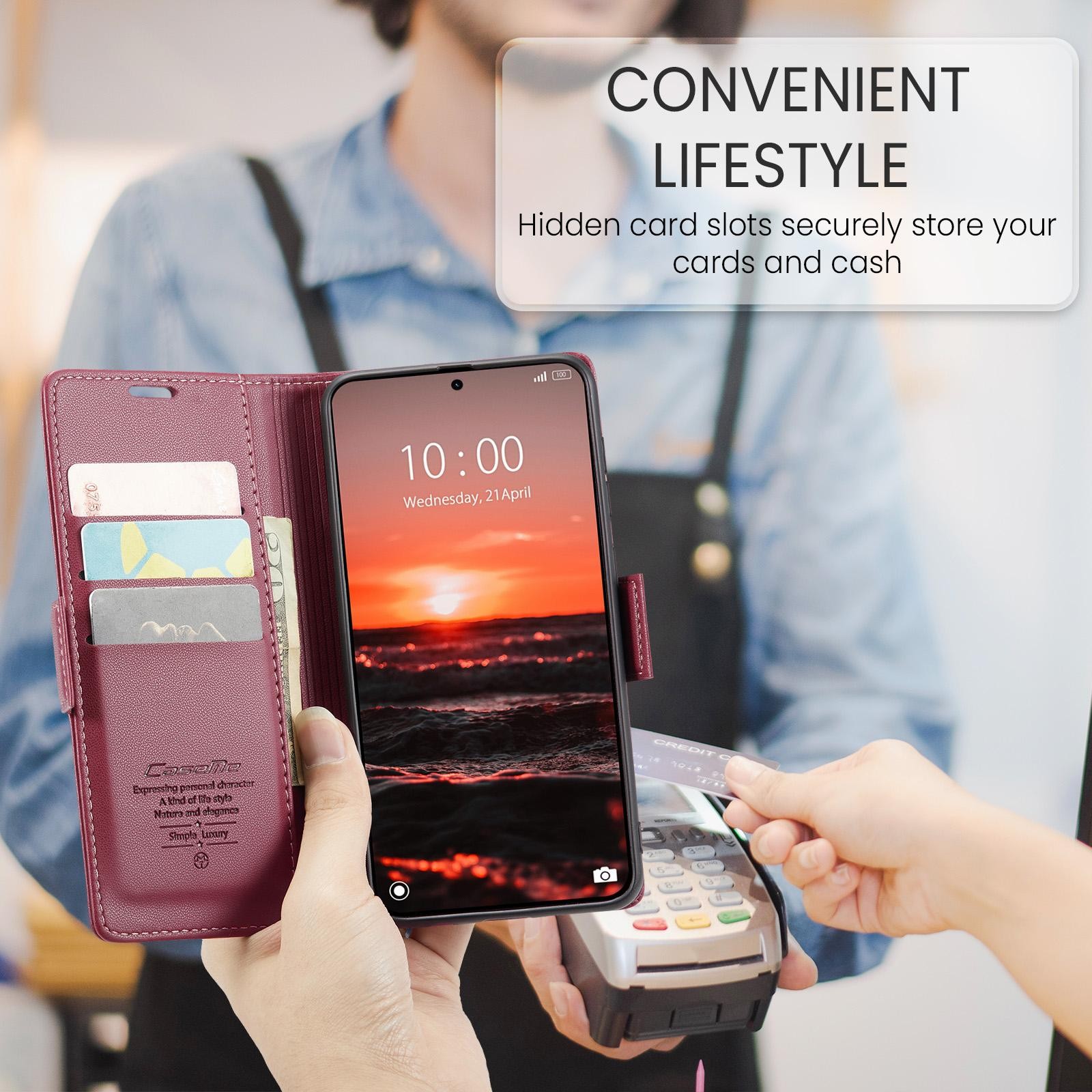 CaseMe 023 Xiaomi Redmi Note 15 Pro+ 5G RFID Θήκη Πορτοφόλι Δερμάτινη- Wine Red