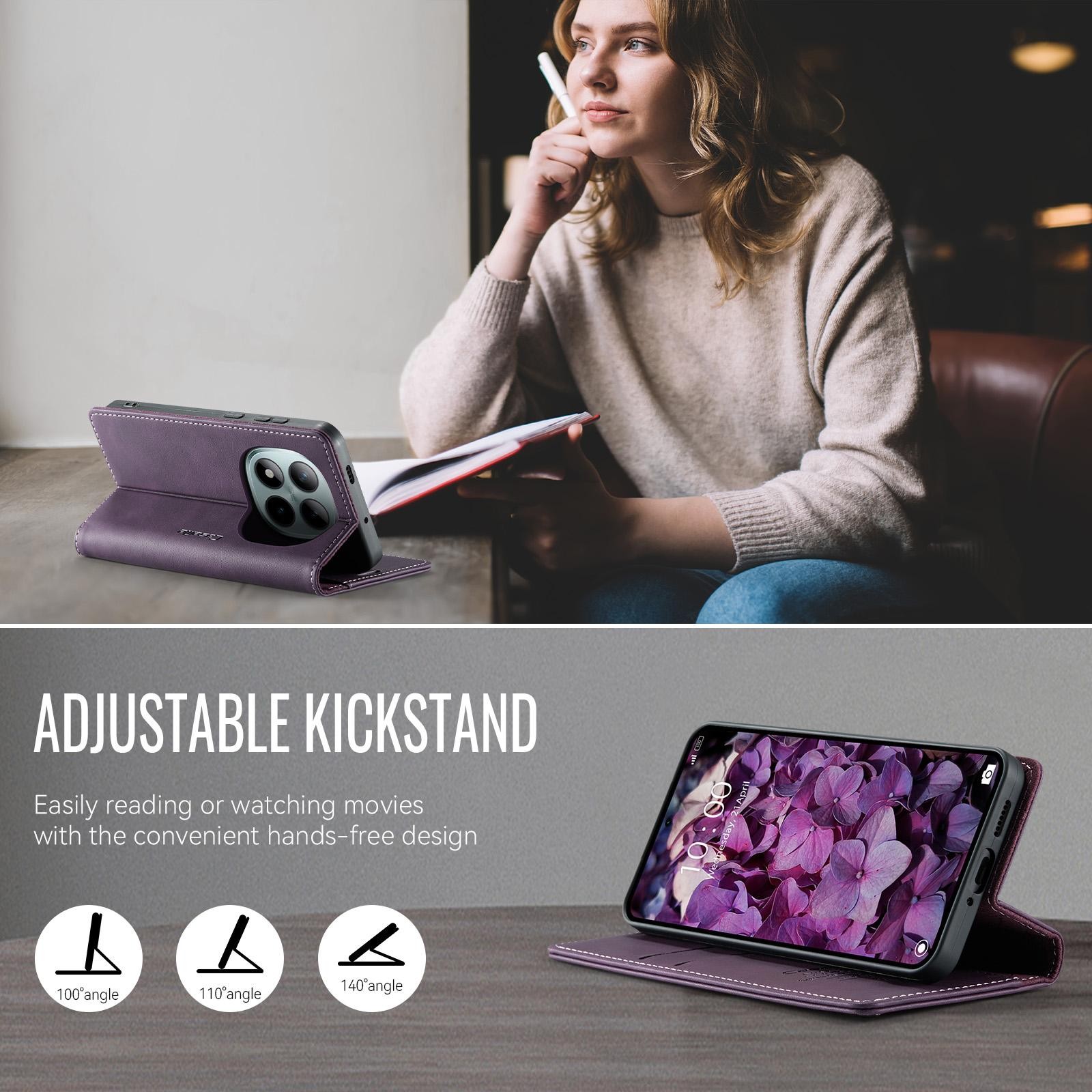 CaseMe 033 Xiaomi Redmi Note 15 Pro+ 5G RFID Retro Θήκη Βιβλίο Δερμάτινη – Purple