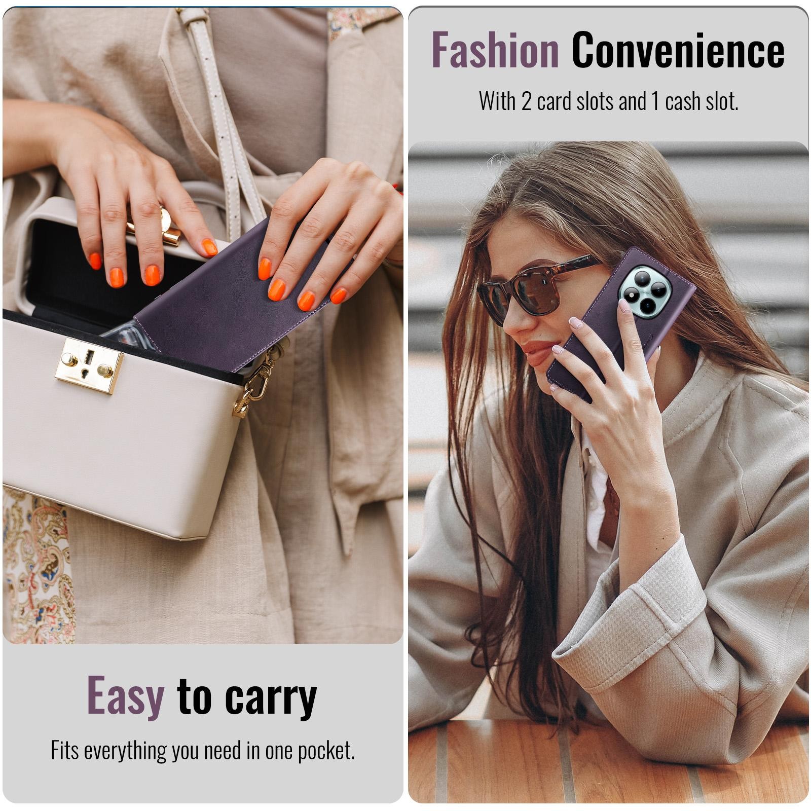 CaseMe 033 Xiaomi Redmi Note 15 Pro+ 5G RFID Retro Θήκη Βιβλίο Δερμάτινη – Purple