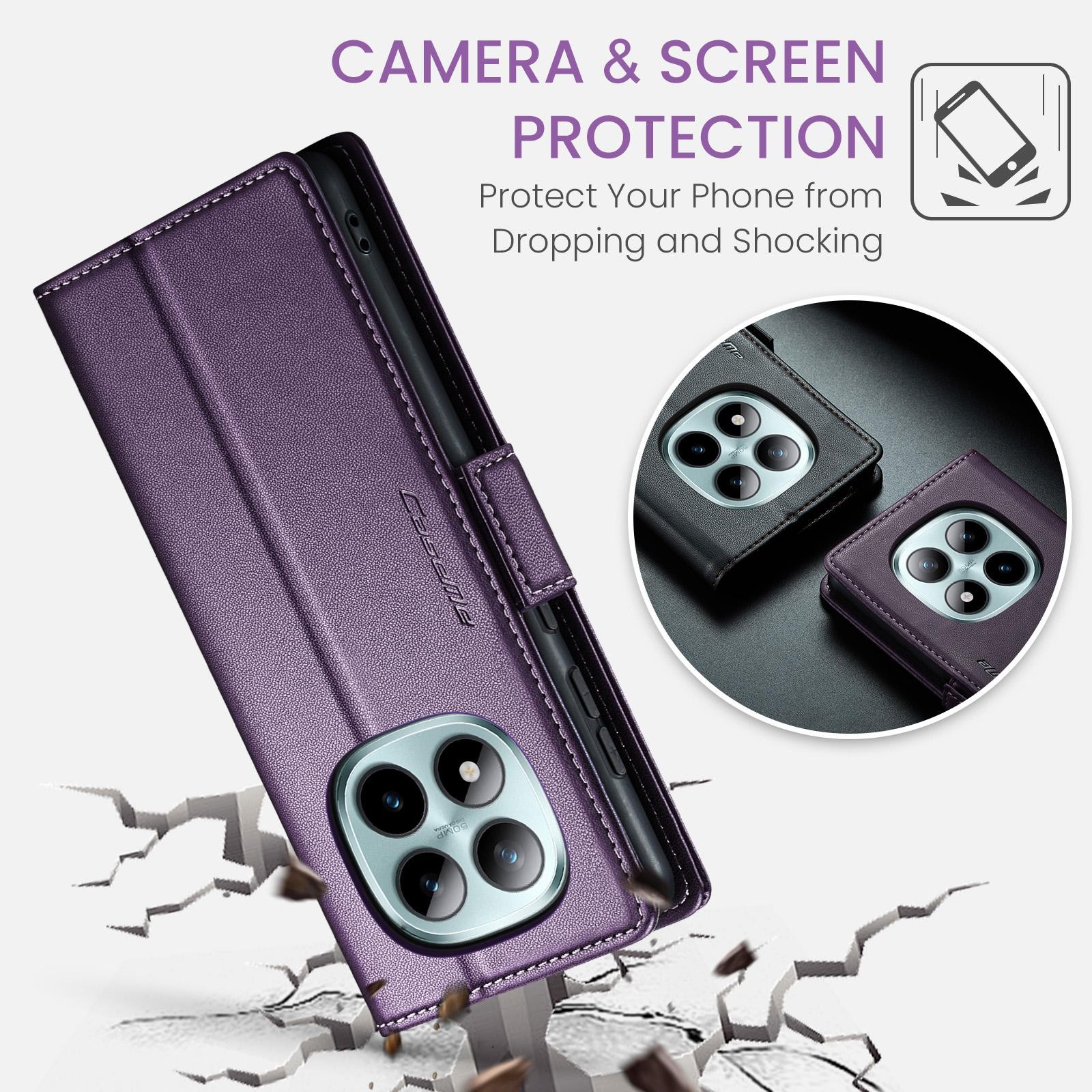 CaseMe 023 Xiaomi Redmi Note 15 Pro+ 5G RFID Θήκη Πορτοφόλι Δερμάτινη - Purple