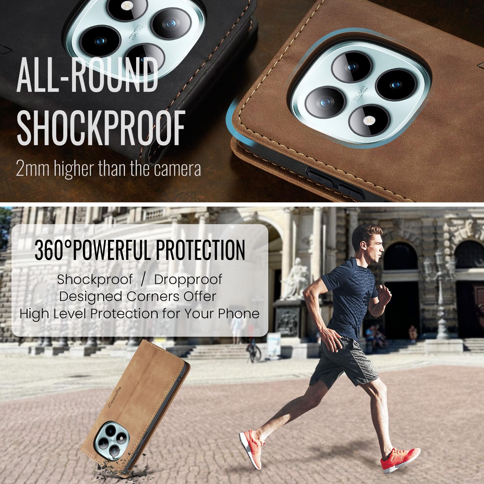 CaseMe 013 Xiaomi Redmi Note 15 Pro+ 5G Retro Leather Θήκη Βιβλίο - Brown