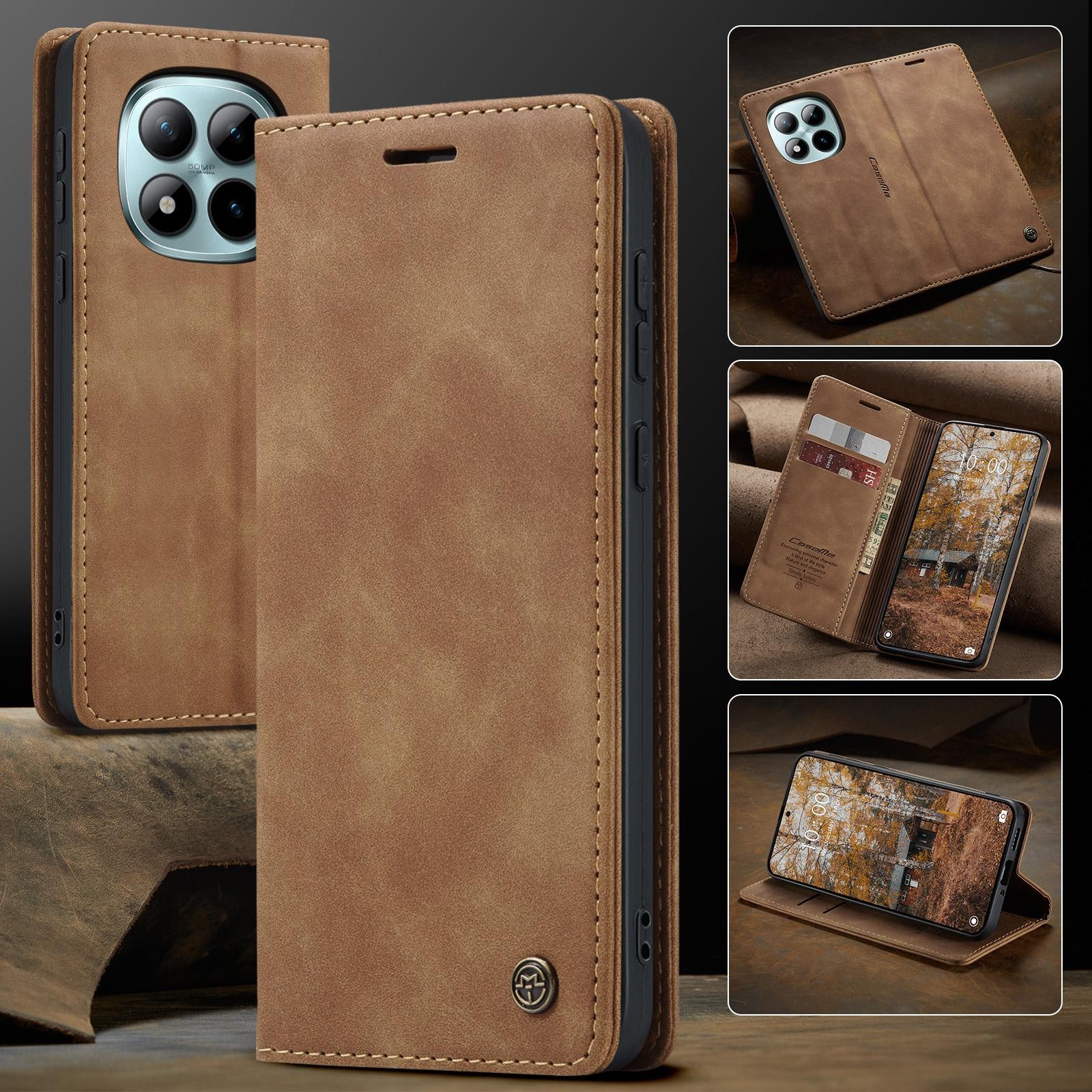 CaseMe 013 Xiaomi Redmi Note 15 Pro+ 5G Retro Leather Θήκη Βιβλίο - Brown