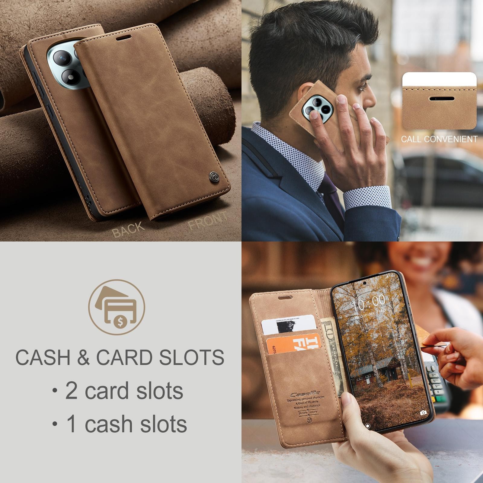 CaseMe 013 Xiaomi Redmi Note 15 Pro+ 5G Retro Leather Θήκη Βιβλίο - Brown