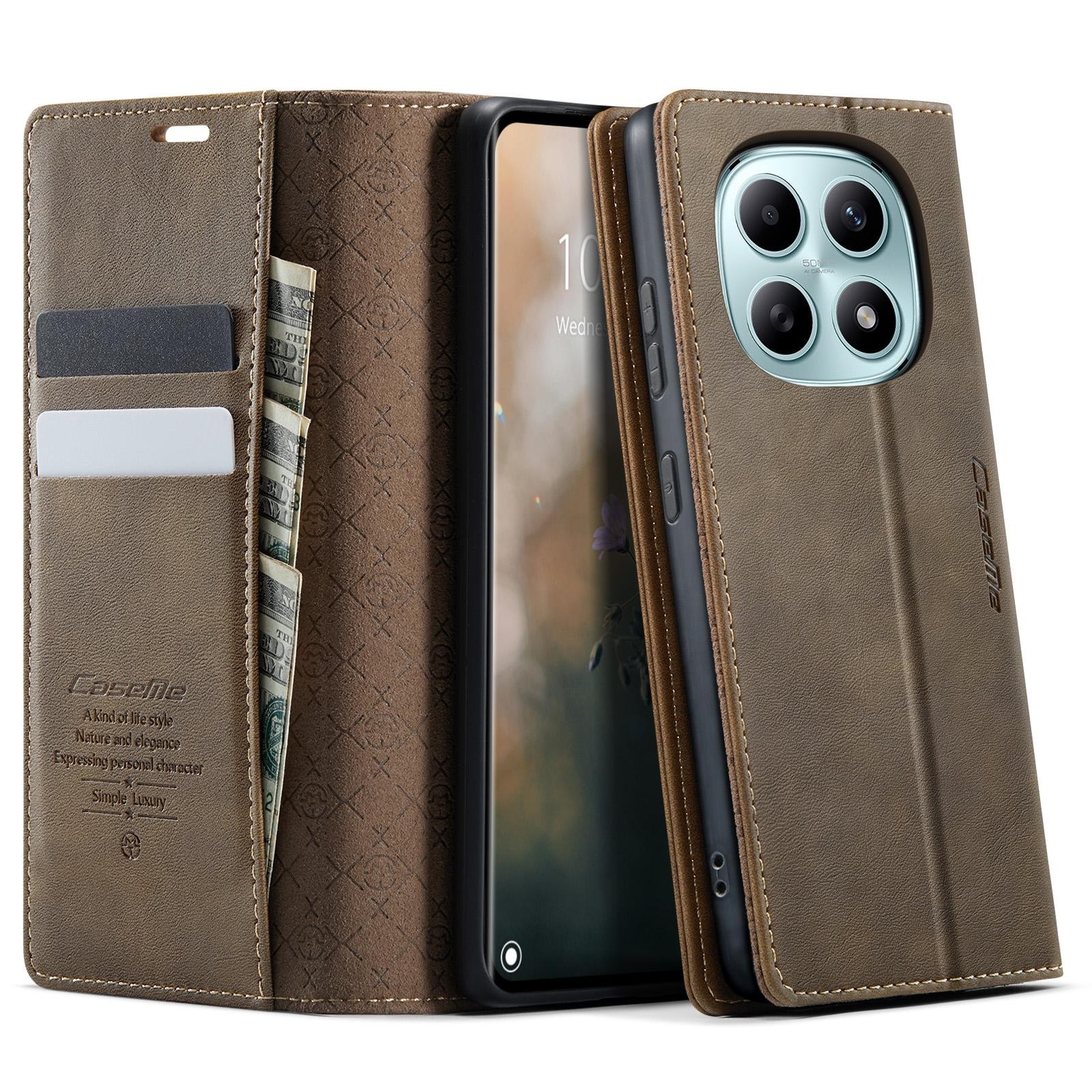 CaseMe 033 Xiaomi Redmi Note 15 4G / 5G/Poco M8 5G RFID Retro Θήκη Βιβλίο Δερμάτινη - Coffee