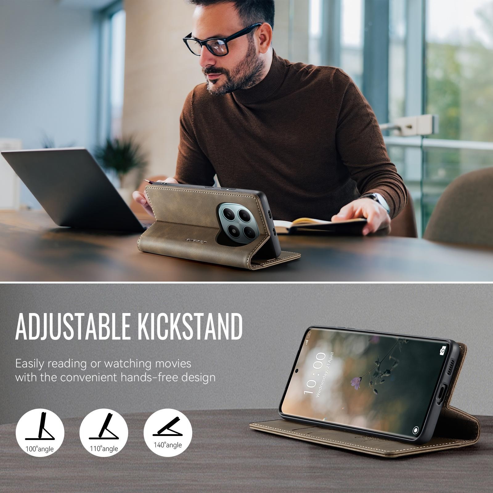 CaseMe 033 Xiaomi Redmi Note 15 4G / 5G/Poco M8 5G RFID Retro Θήκη Βιβλίο Δερμάτινη - Coffee