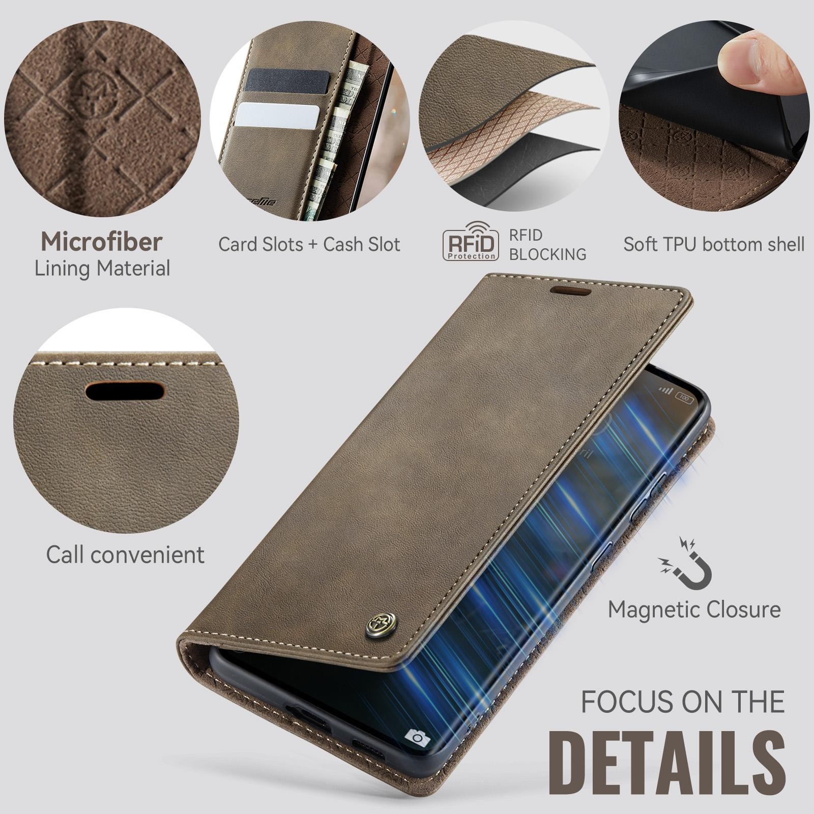 CaseMe 033 Xiaomi Redmi Note 15 4G / 5G/Poco M8 5G RFID Retro Θήκη Βιβλίο Δερμάτινη - Coffee