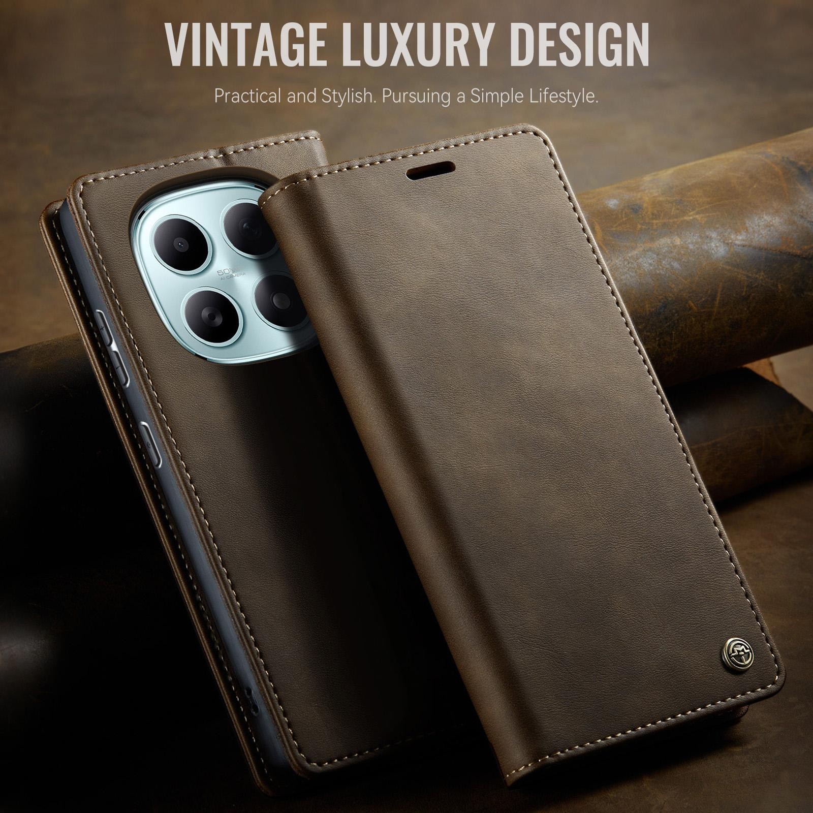 CaseMe 033 Xiaomi Redmi Note 15 4G / 5G/Poco M8 5G RFID Retro Θήκη Βιβλίο Δερμάτινη - Coffee