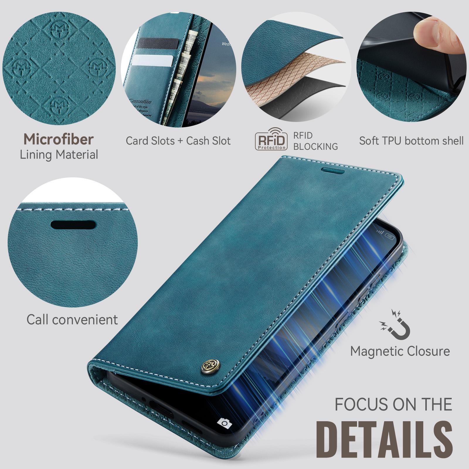 CaseMe 033 Xiaomi Redmi Note 15 Pro+ 5G RFID Retro Θήκη Βιβλίο Δερμάτινη - Green