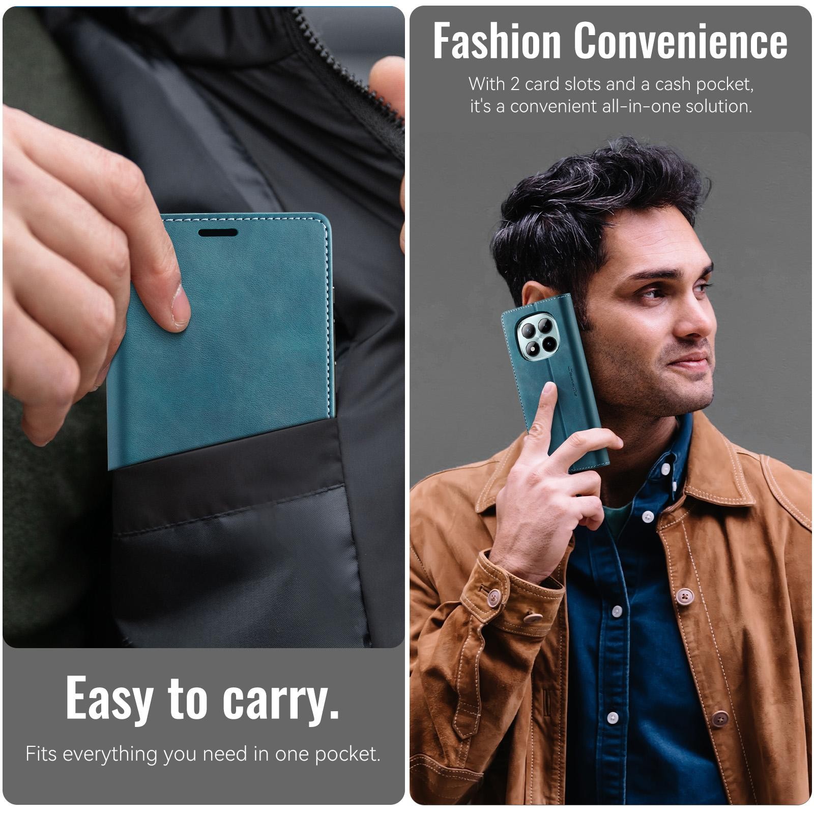 CaseMe 033 Xiaomi Redmi Note 15 Pro+ 5G RFID Retro Θήκη Βιβλίο Δερμάτινη - Green