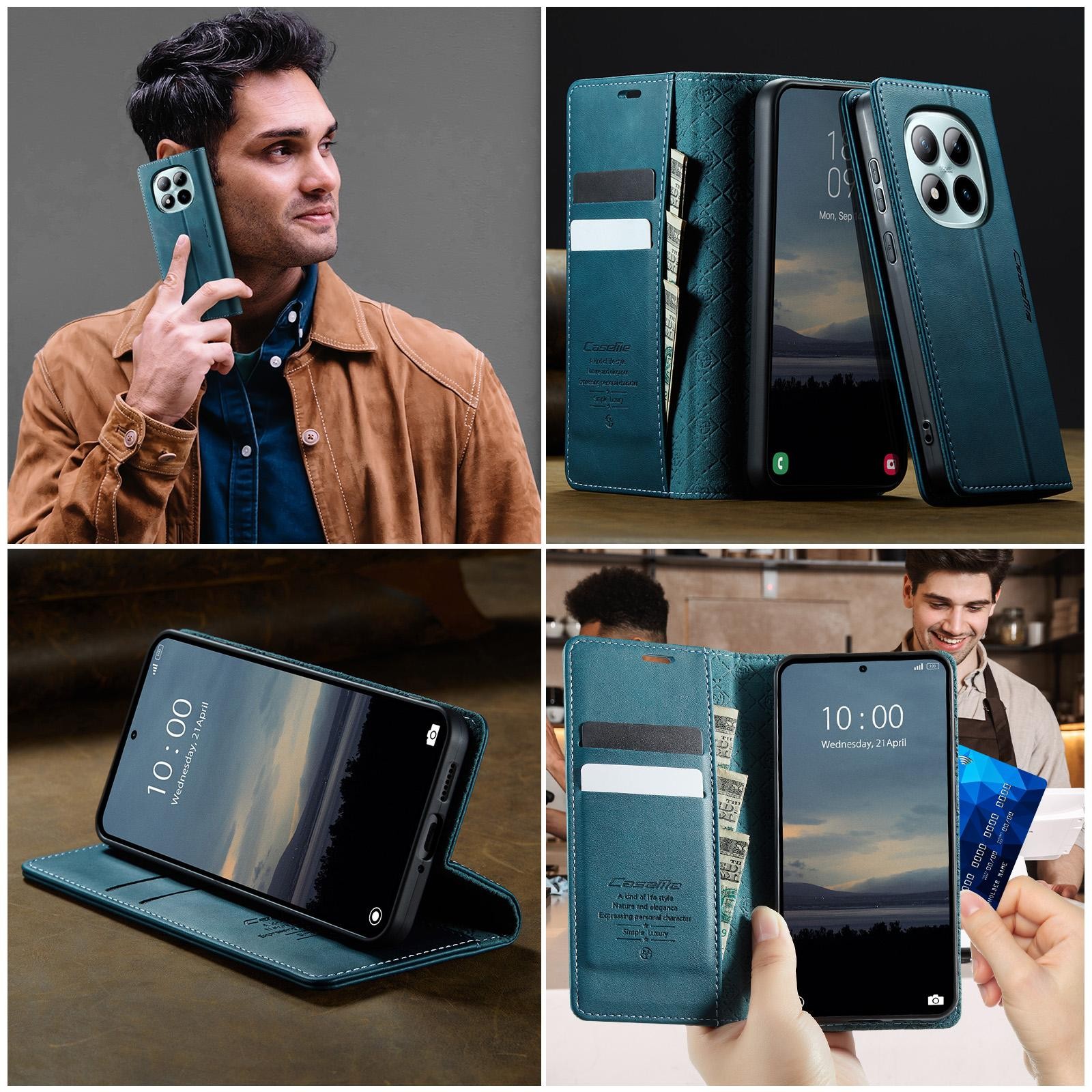 CaseMe 033 Xiaomi Redmi Note 15 Pro+ 5G RFID Retro Θήκη Βιβλίο Δερμάτινη - Green