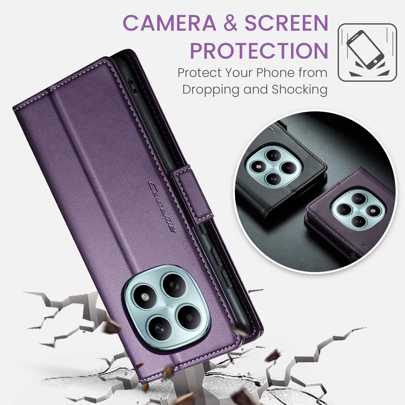 CaseMe 023 Xiaomi Redmi Note 15 4G / 5G RFID Θήκη Πορτοφόλι Δερμάτινη - Purple