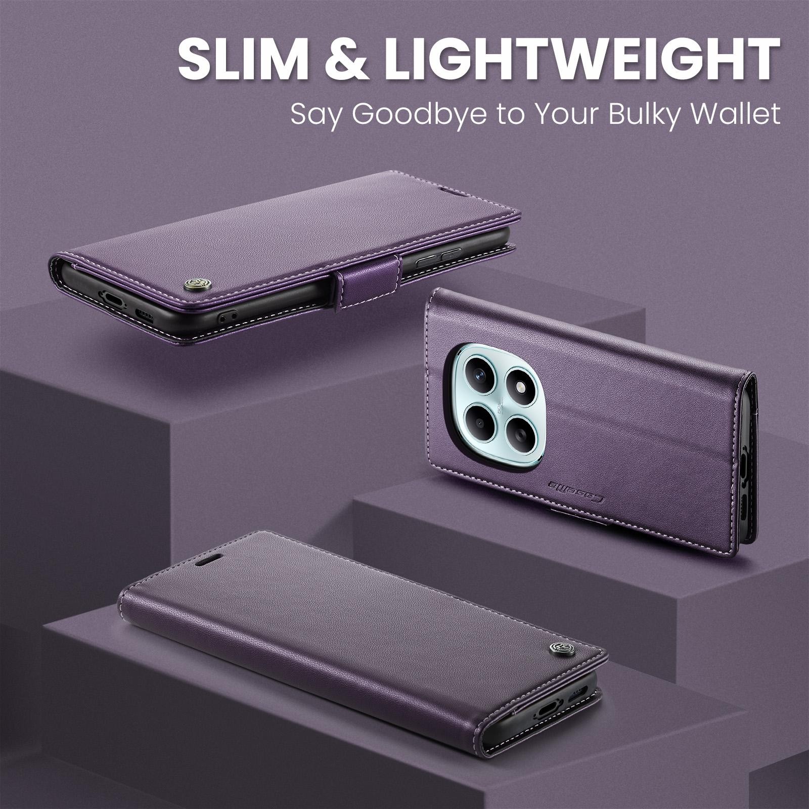 CaseMe 023 Xiaomi Redmi Note 15 4G / 5G RFID Θήκη Πορτοφόλι Δερμάτινη - Purple