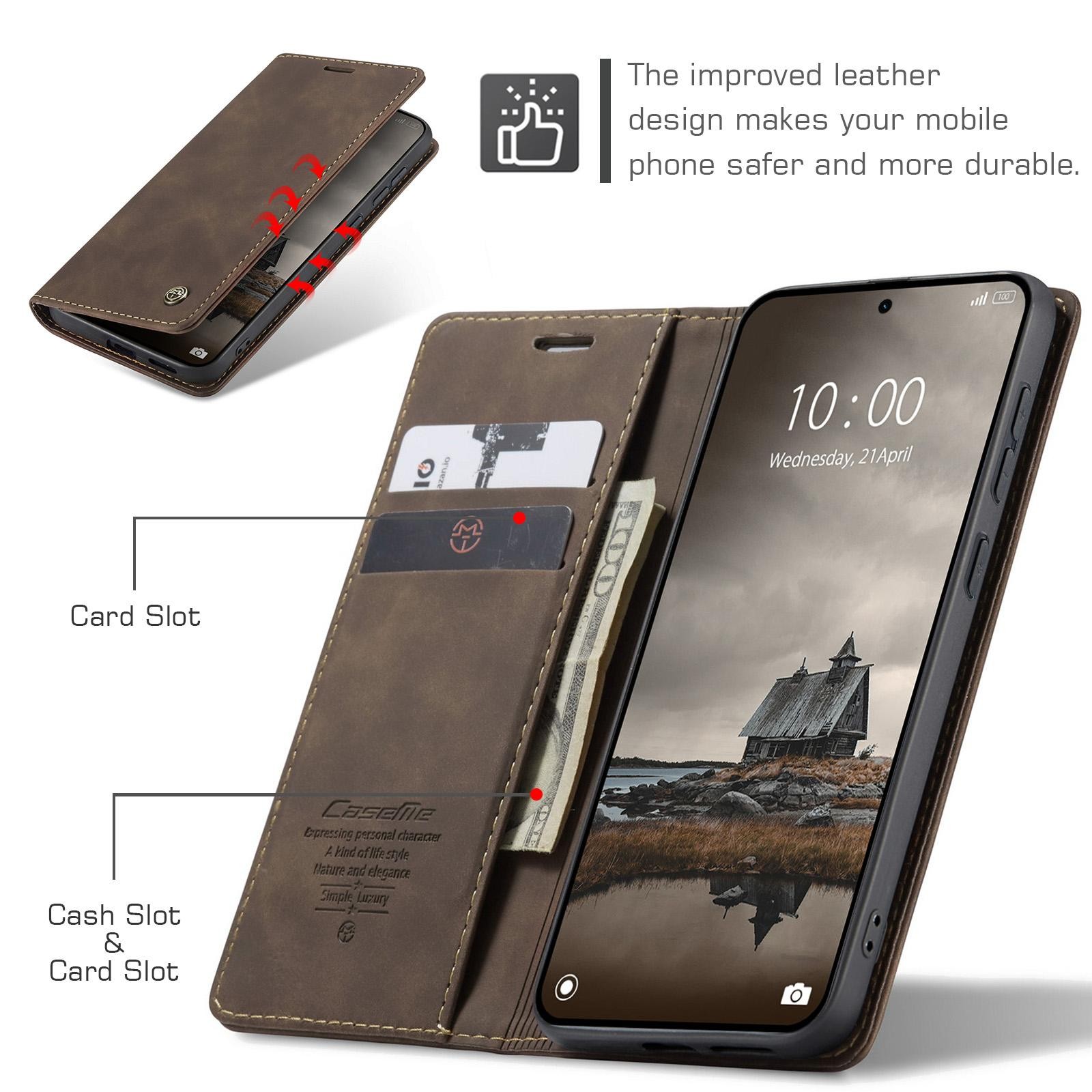 CaseMe 013 Xiaomi Redmi Note 15 Pro 4G Retro Leather Θήκη Βιβλίο - Brown
