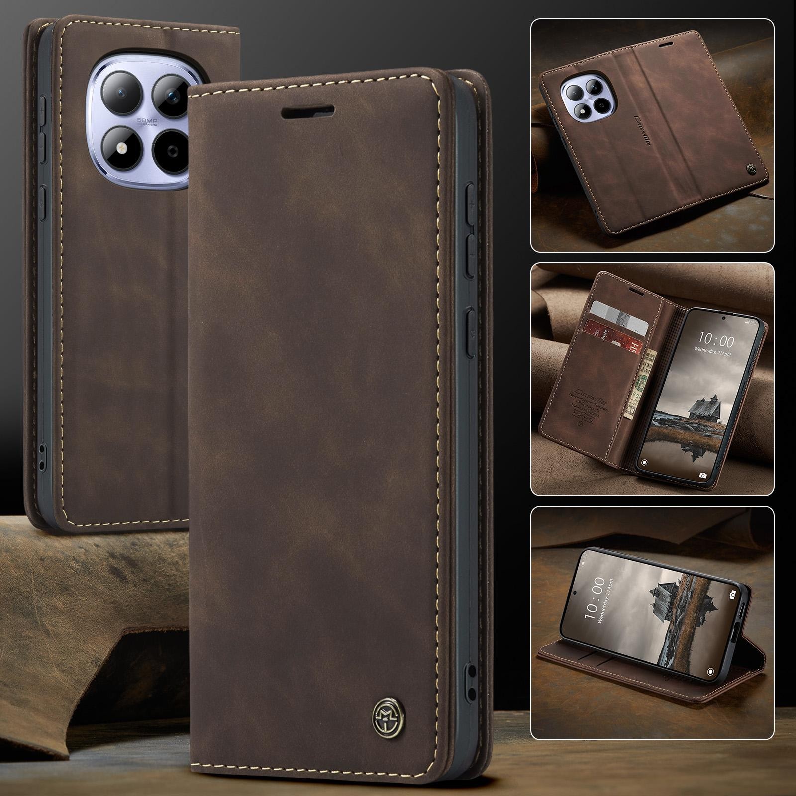 CaseMe 013 Xiaomi Redmi Note 15 Pro 4G Retro Leather Θήκη Βιβλίο - Brown