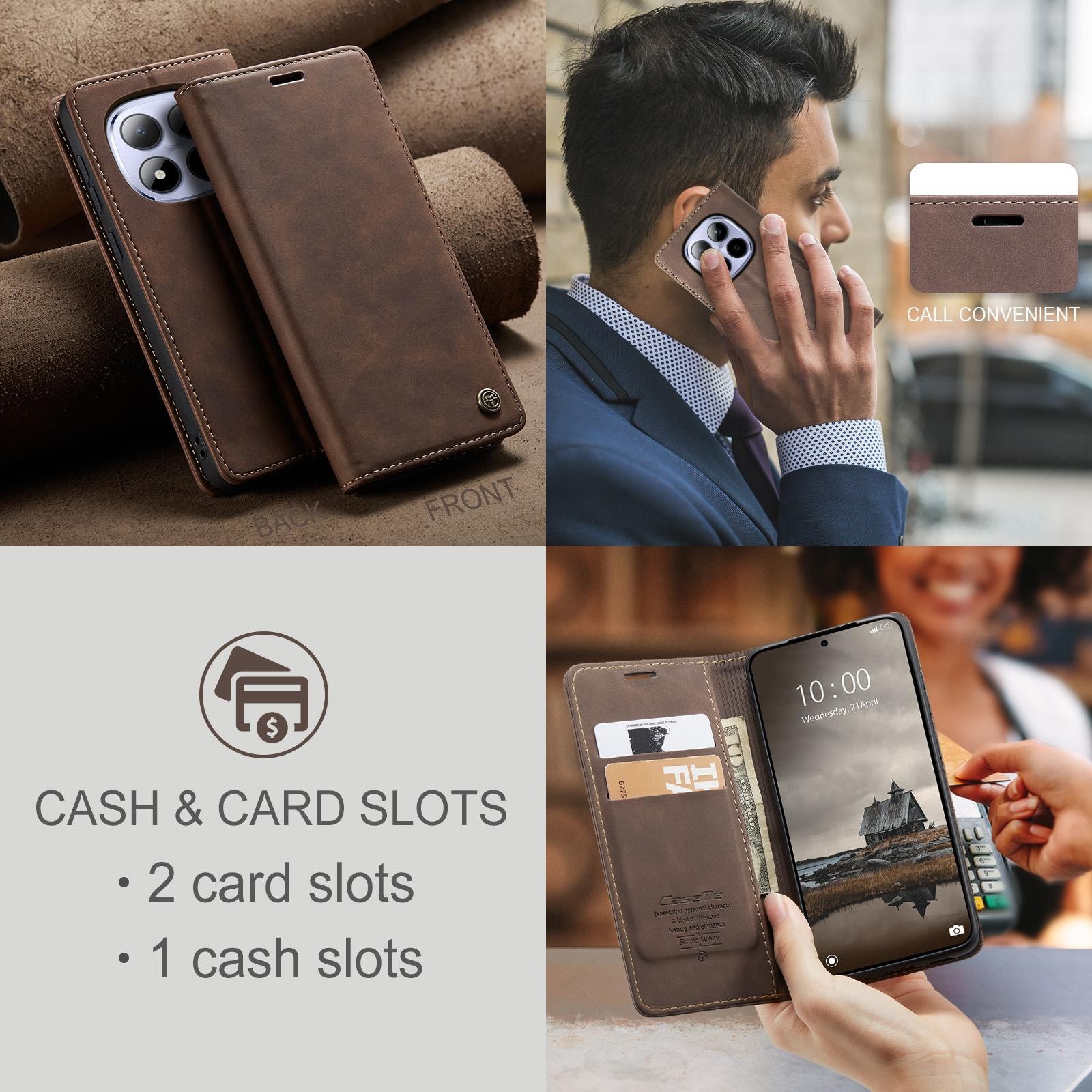 CaseMe 013 Xiaomi Redmi Note 15 Pro 4G Retro Leather Θήκη Βιβλίο - Brown