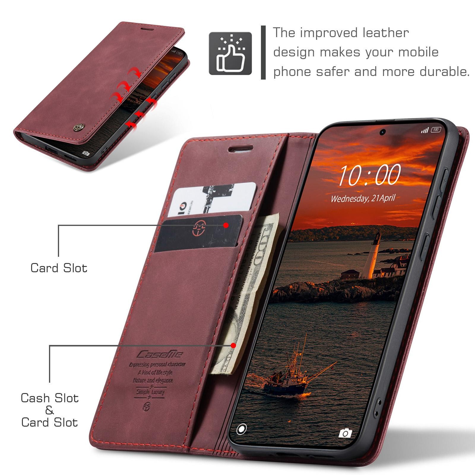 CaseMe 013 Xiaomi Redmi Note 15 Pro 4G Retro Leather Θήκη Βιβλίο - Red