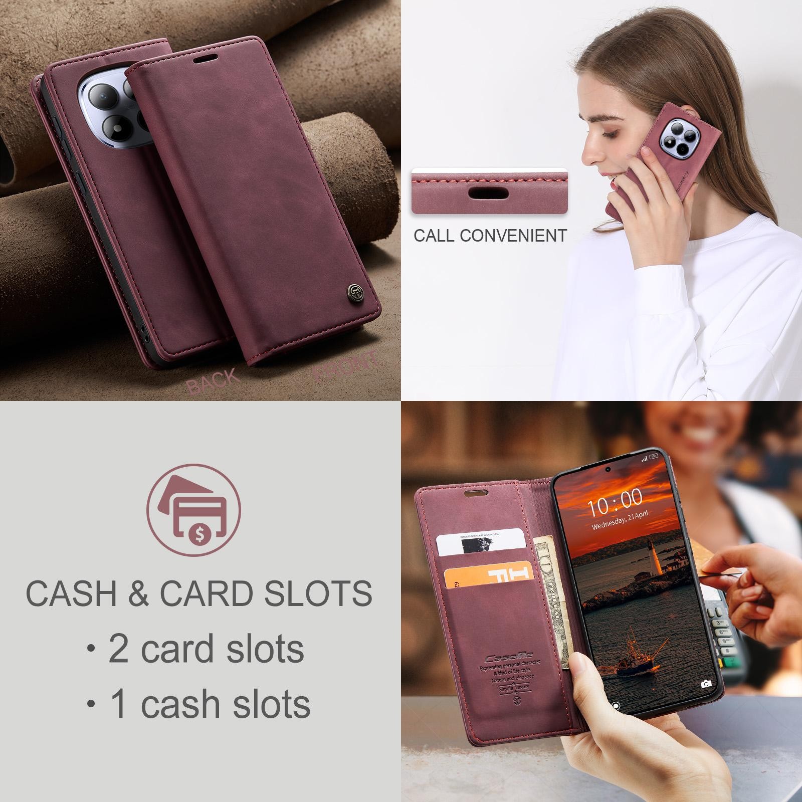 CaseMe 013 Xiaomi Redmi Note 15 Pro 4G Retro Leather Θήκη Βιβλίο - Red