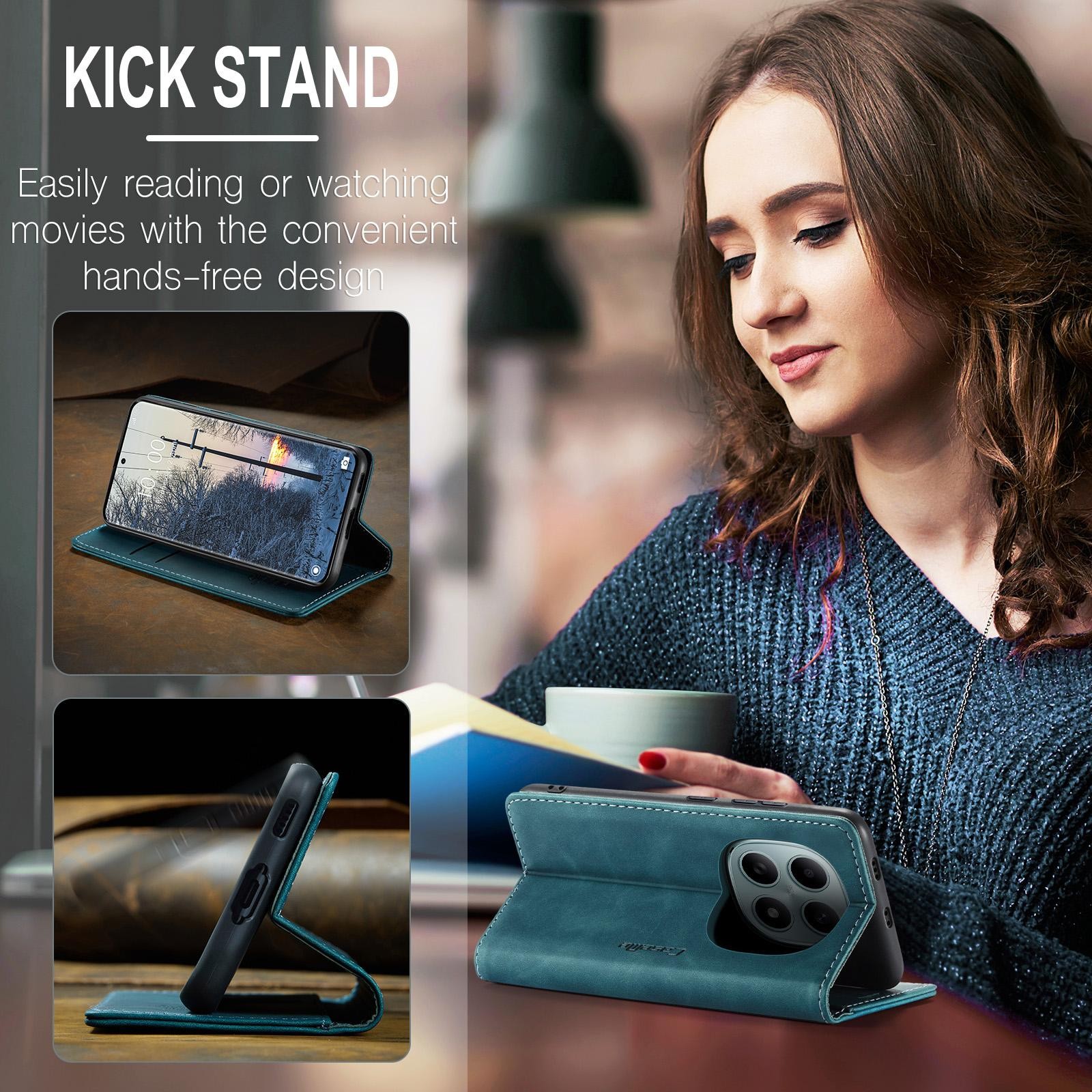 Case Me Xiaomi Redmi Note 15 4G / 5G/Poco M8 5G Multifunctional Horizontal Flip Leather Blue-Θήκη Βιβλίο