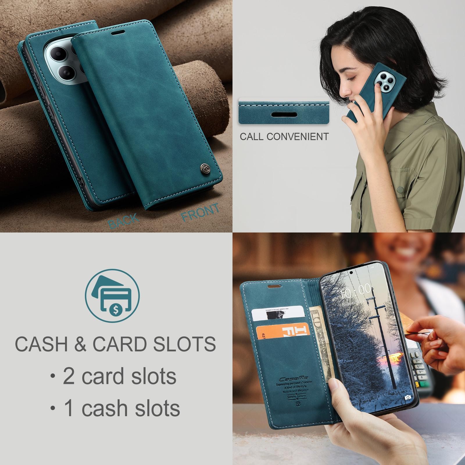 Case Me Xiaomi Redmi Note 15 4G / 5G/Poco M8 5G Multifunctional Horizontal Flip Leather Blue-Θήκη Βιβλίο