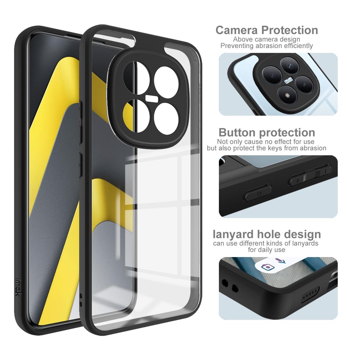 Imak Redmi Note 15 Pro+ 5G UX-9A Series Four-corner Airbag Shockproof Black-Θήκη Σιλικόνης