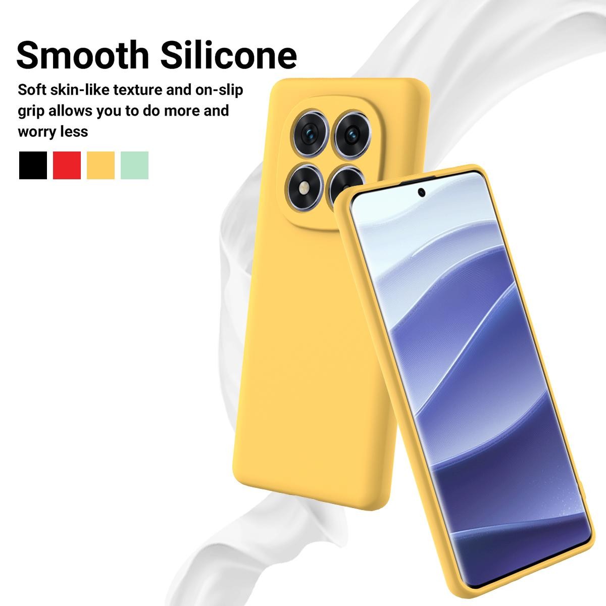 Xiaomi Redmi Note 15 Pro+ 5G / Poco M8 Pro Solid Color Liquid Silicone Dropproof Full Coverage Yellow-Θήκη Σιλικόνης
