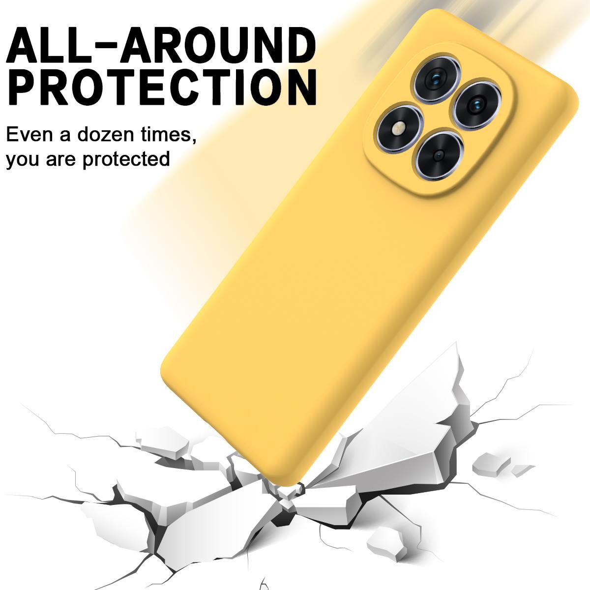 Xiaomi Redmi Note 15 Pro+ 5G / Poco M8 Pro Solid Color Liquid Silicone Dropproof Full Coverage Yellow-Θήκη Σιλικόνης