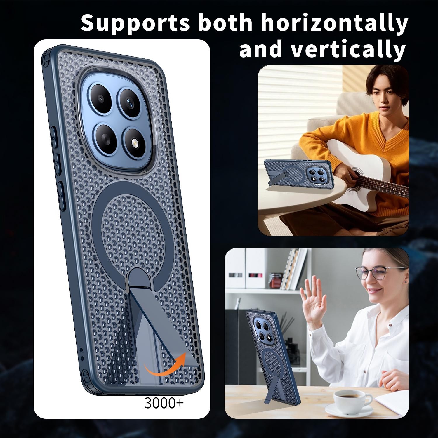 Kalebol Xiaomi Redmi Note 15 4G / 5G Honeycomb Cooling MagSafe Holder Blue-Θήκη Σκληρή