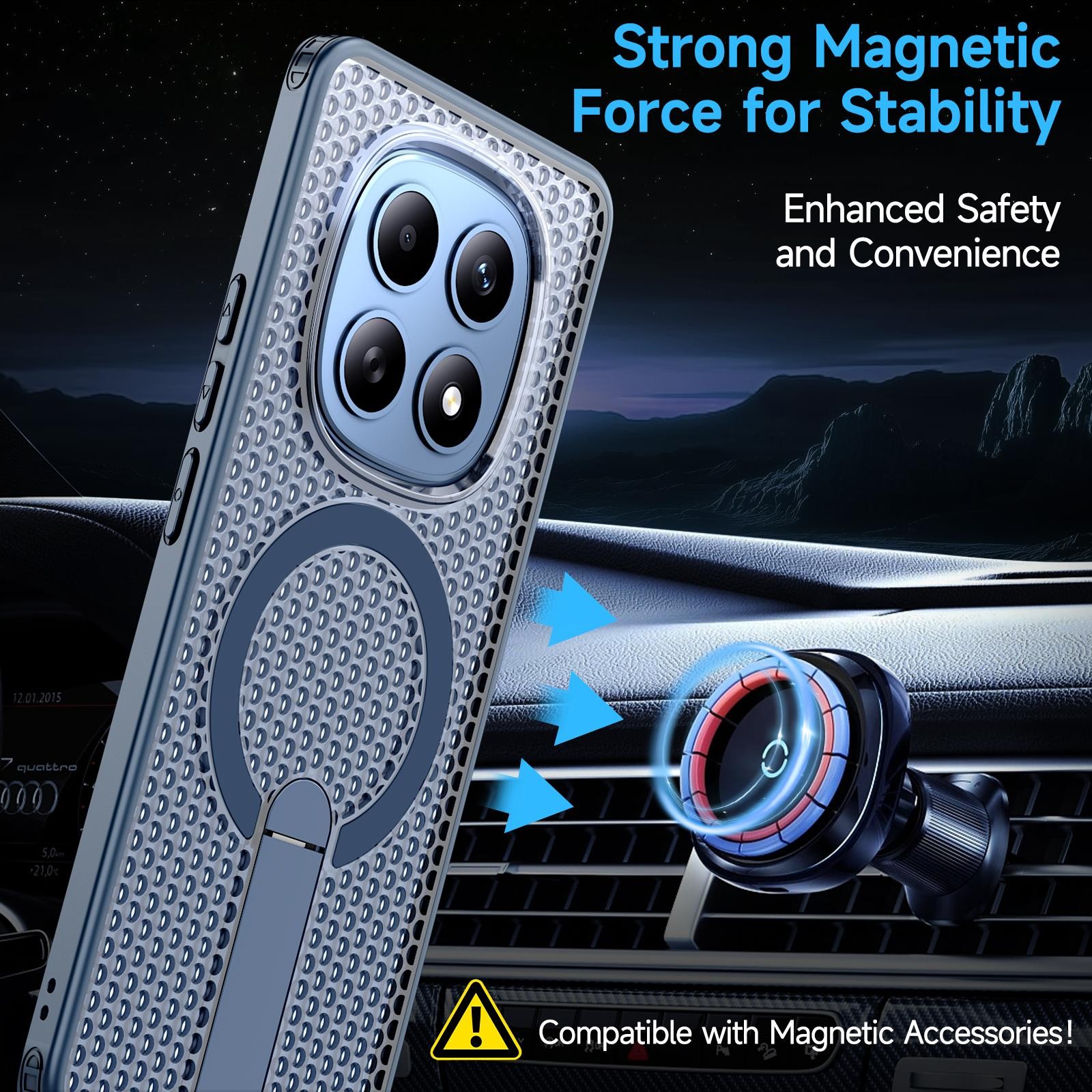 Kalebol Xiaomi Redmi Note 15 4G / 5G Honeycomb Cooling MagSafe Holder Blue-Θήκη Σκληρή