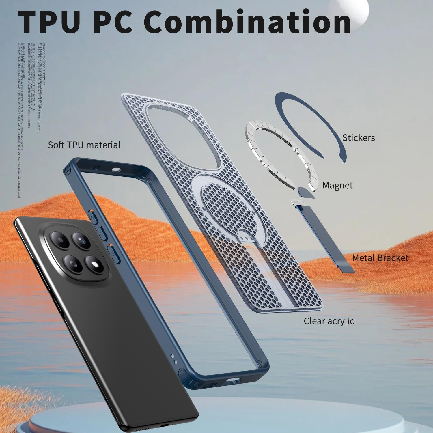 Kalebol Xiaomi Redmi Note 15 4G / 5G Honeycomb Cooling MagSafe Holder Blue-Θήκη Σκληρή