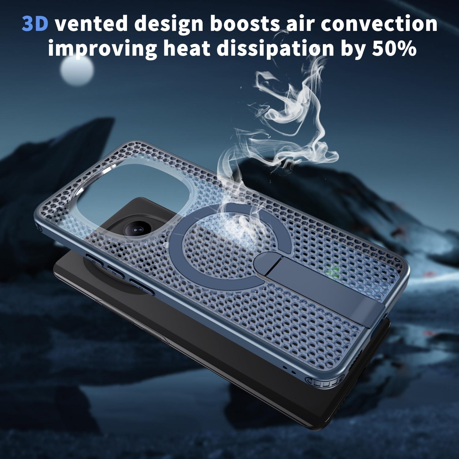 Kalebol Xiaomi Redmi Note 15 4G / 5G Honeycomb Cooling MagSafe Holder Blue-Θήκη Σκληρή