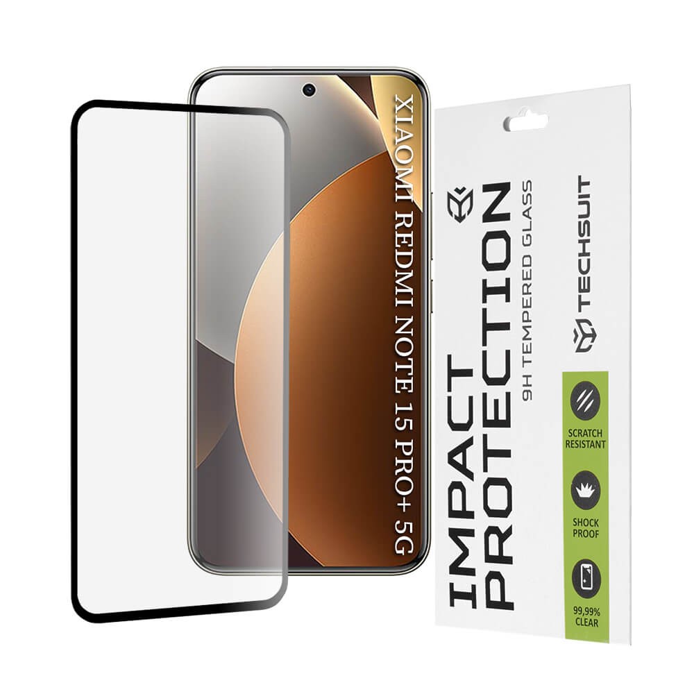 Xiaomi Redmi Note 15 Pro + 5G / Poco M8 Pro 5G Προστασία Οθόνης με Μαύρο Περίγραμμα Techsuit 111D Full Glue Tempered Glass