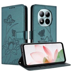 Xiaomi Redmi Note 15 Pro+ 5G Lotus Embossed Leather with Lanyard Dark Green-Θήκη Βιβλίο