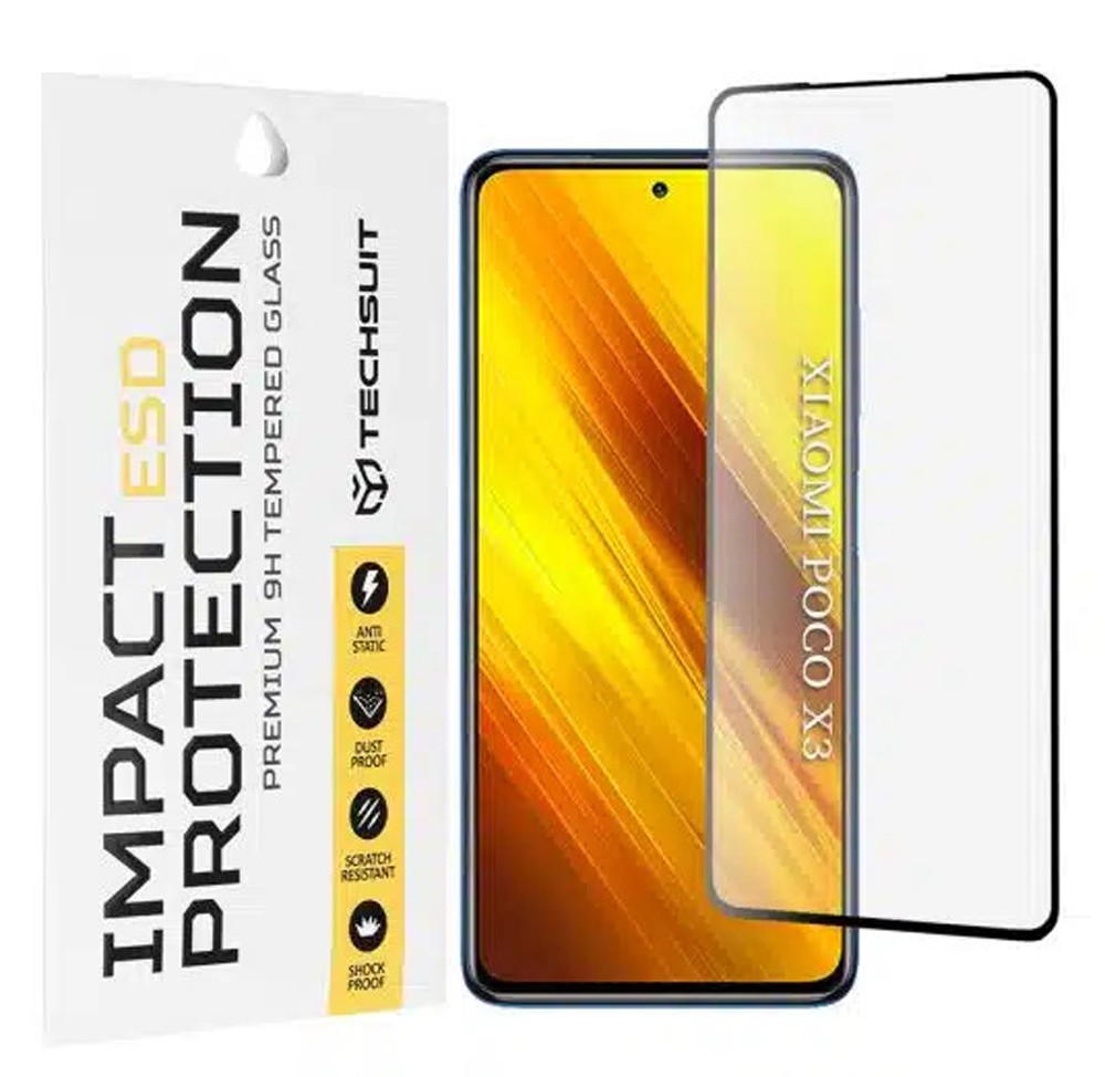 Xiaomi Poco X3 / X3 NFC / X3 Pro Προστασία Οθόνης με Μαύρο Περίγραμμα Techsuit ESD Full Glue Tempered Glass