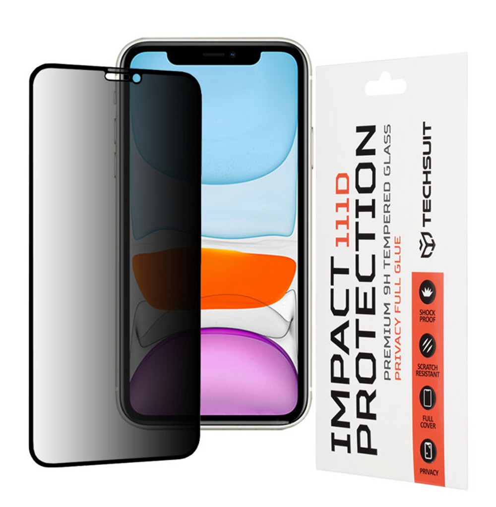 iPhone 11 Pro Max / Xs Max Προστασία Οθόνης Φιμέ Techsuit 111D Privacy Full Face Tempered Glass