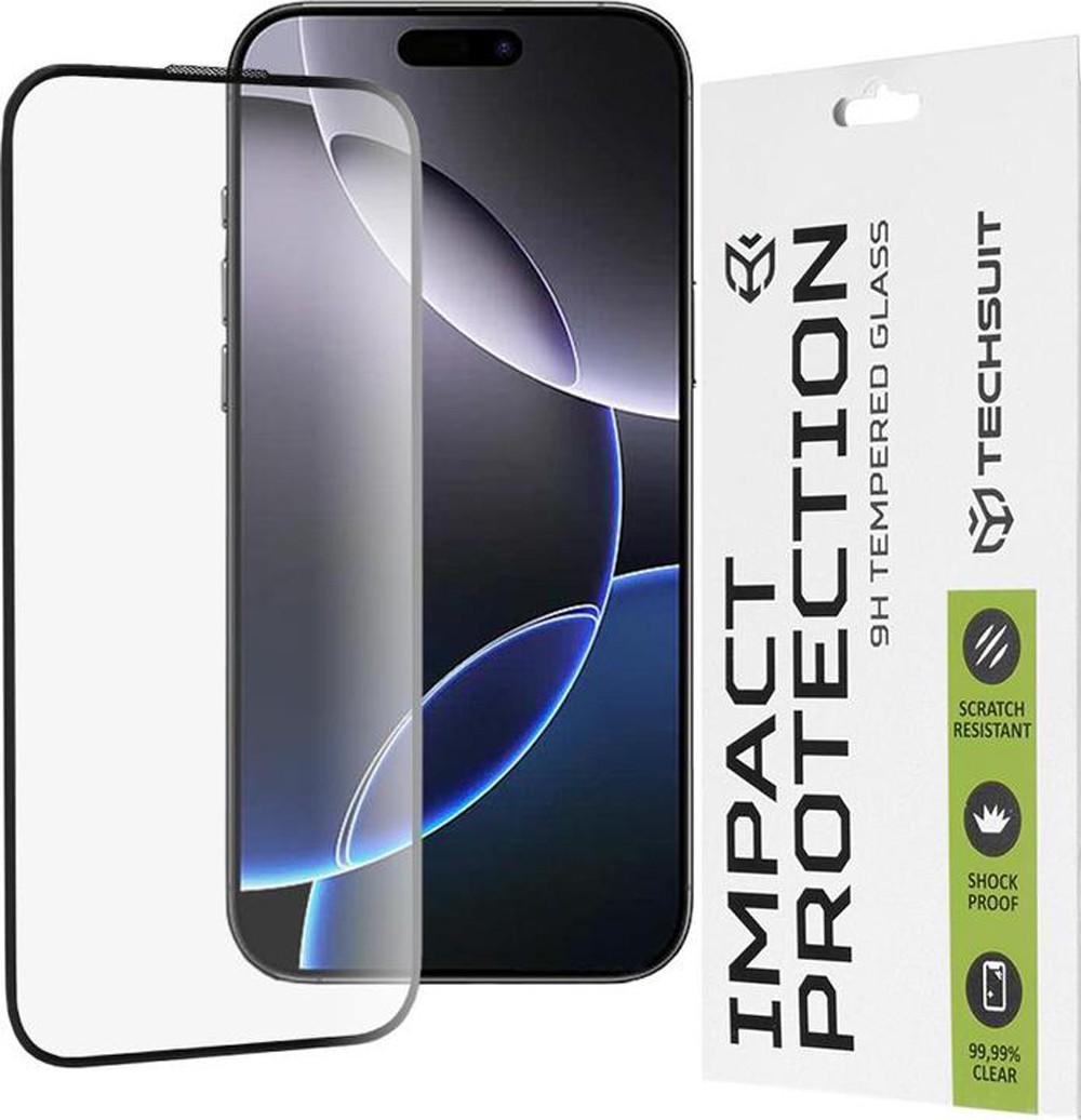 iPhone 15 Pro Προστασία Οθόνης με Μαύρο Περίγραμμα Techsuit 111D Full Glue Tempered Glass