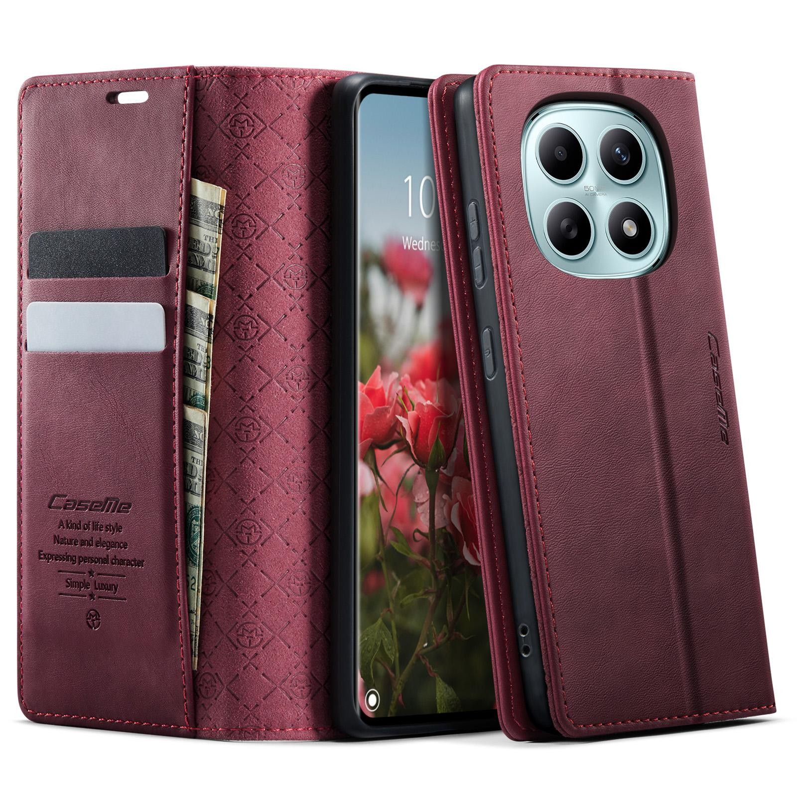 CaseMe 033 Xiaomi Redmi Note 15 4G / 5G/Poco M8 RFID Retro Θήκη Βιβλίο Δερμάτινη – Wine Red