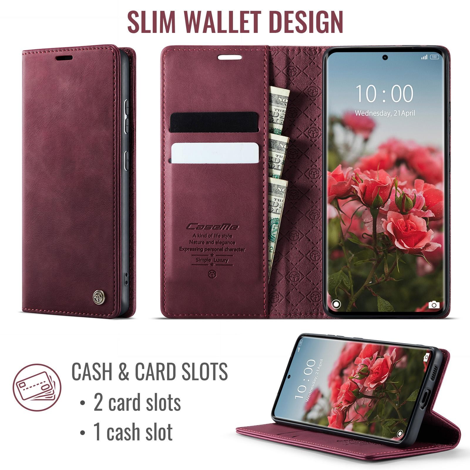 CaseMe 033 Xiaomi Redmi Note 15 4G / 5G/Poco M8 RFID Retro Θήκη Βιβλίο Δερμάτινη – Wine Red