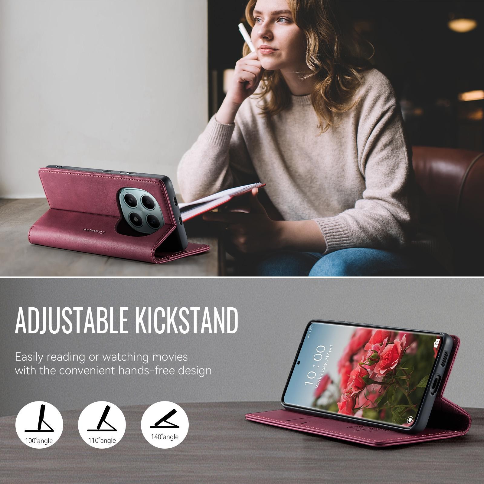 CaseMe 033 Xiaomi Redmi Note 15 4G / 5G/Poco M8 RFID Retro Θήκη Βιβλίο Δερμάτινη – Wine Red