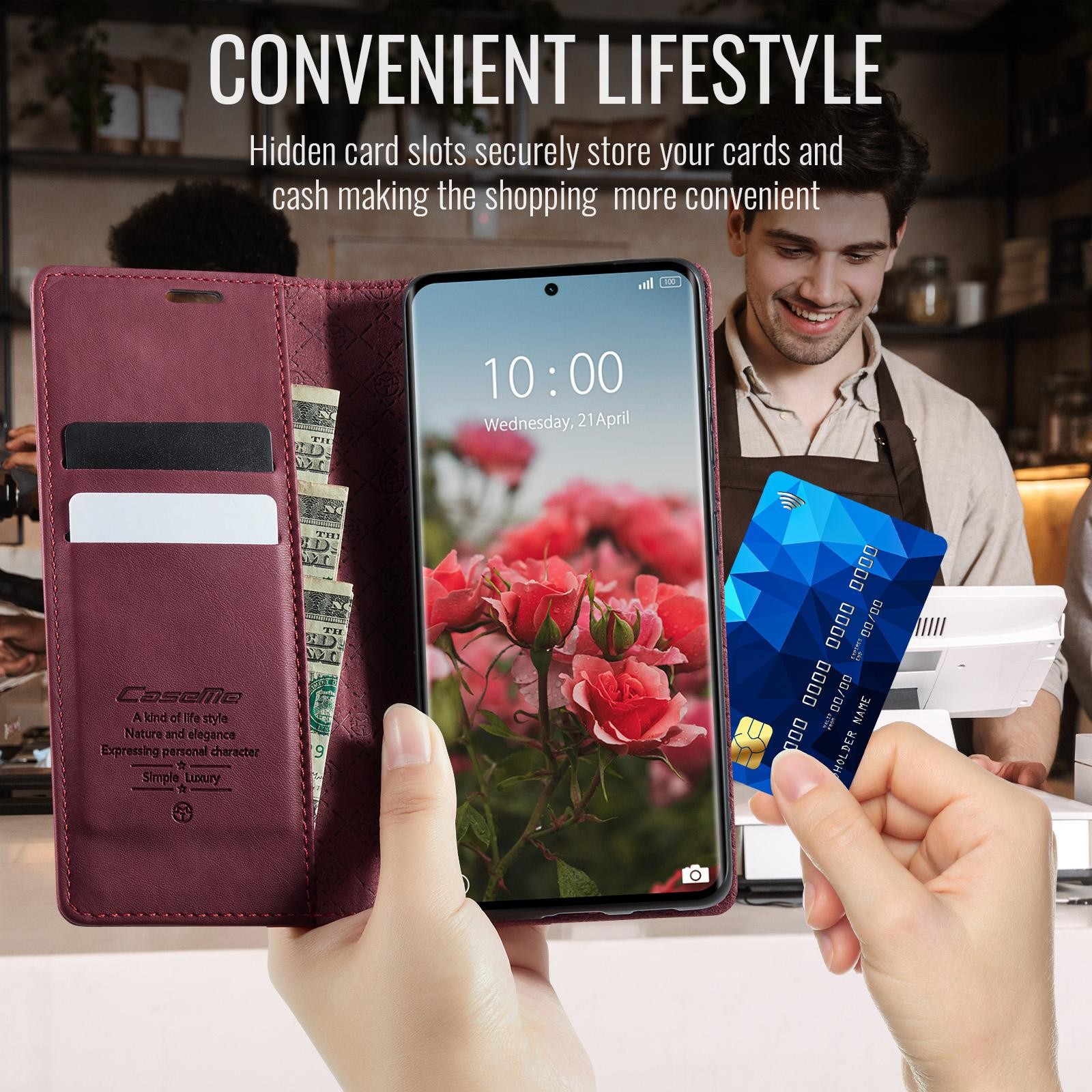 CaseMe 033 Xiaomi Redmi Note 15 4G / 5G/Poco M8 RFID Retro Θήκη Βιβλίο Δερμάτινη – Wine Red