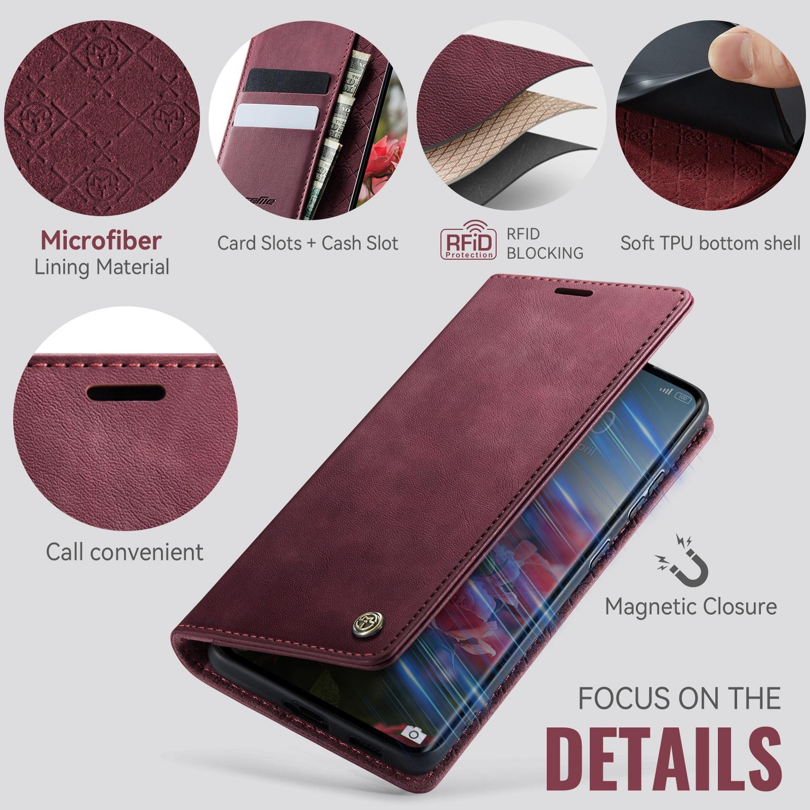 CaseMe 033 Xiaomi Redmi Note 15 4G / 5G/Poco M8 RFID Retro Θήκη Βιβλίο Δερμάτινη – Wine Red