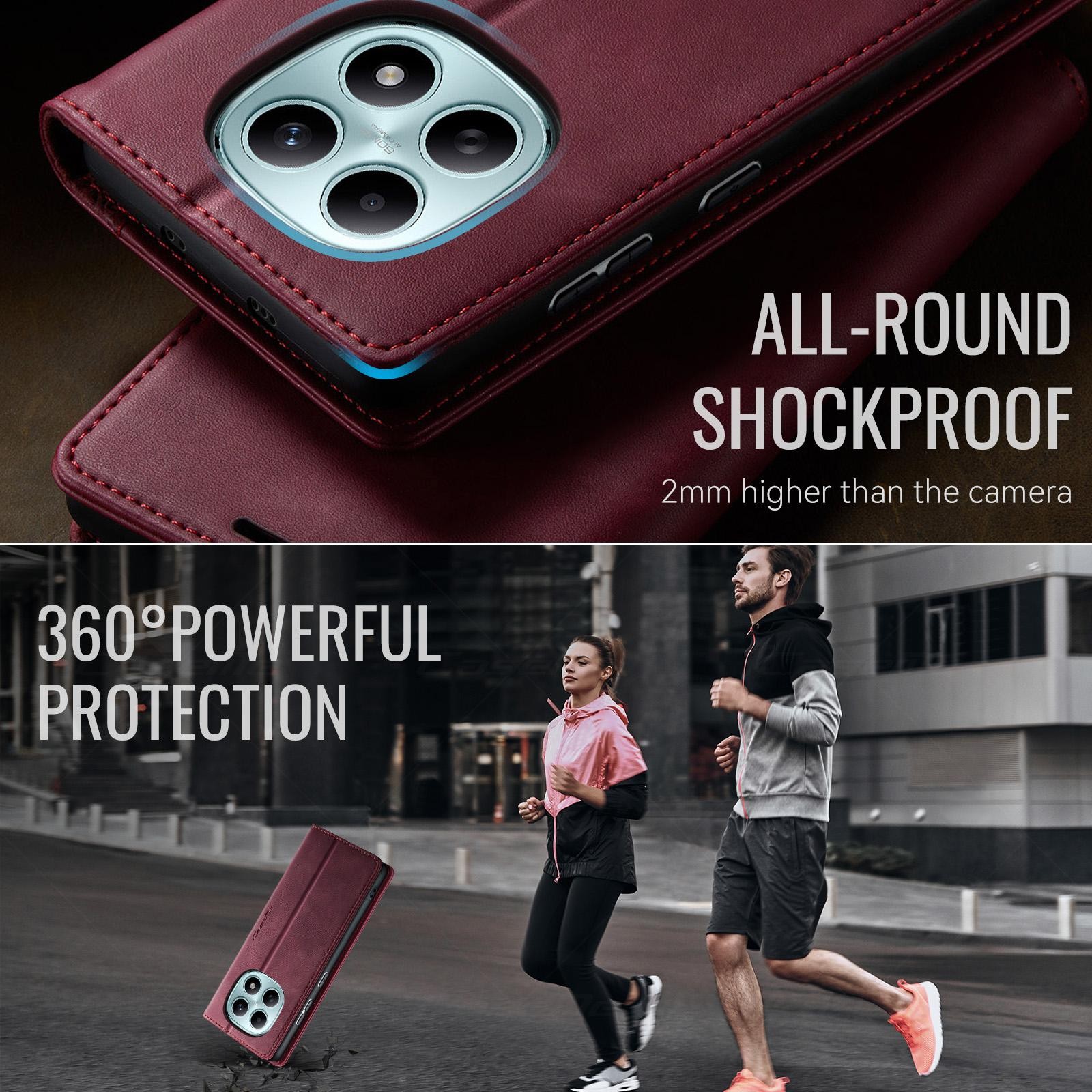 CaseMe 033 Xiaomi Redmi Note 15 4G / 5G/Poco M8 RFID Retro Θήκη Βιβλίο Δερμάτινη – Wine Red
