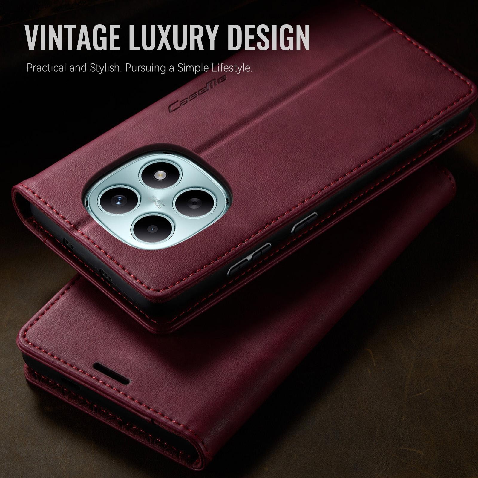 CaseMe 033 Xiaomi Redmi Note 15 4G / 5G/Poco M8 RFID Retro Θήκη Βιβλίο Δερμάτινη – Wine Red