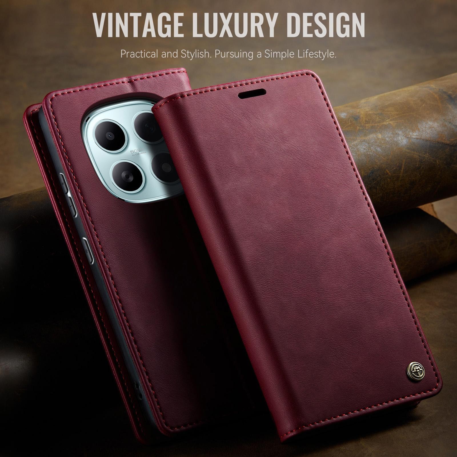 CaseMe 033 Xiaomi Redmi Note 15 4G / 5G/Poco M8 RFID Retro Θήκη Βιβλίο Δερμάτινη – Wine Red