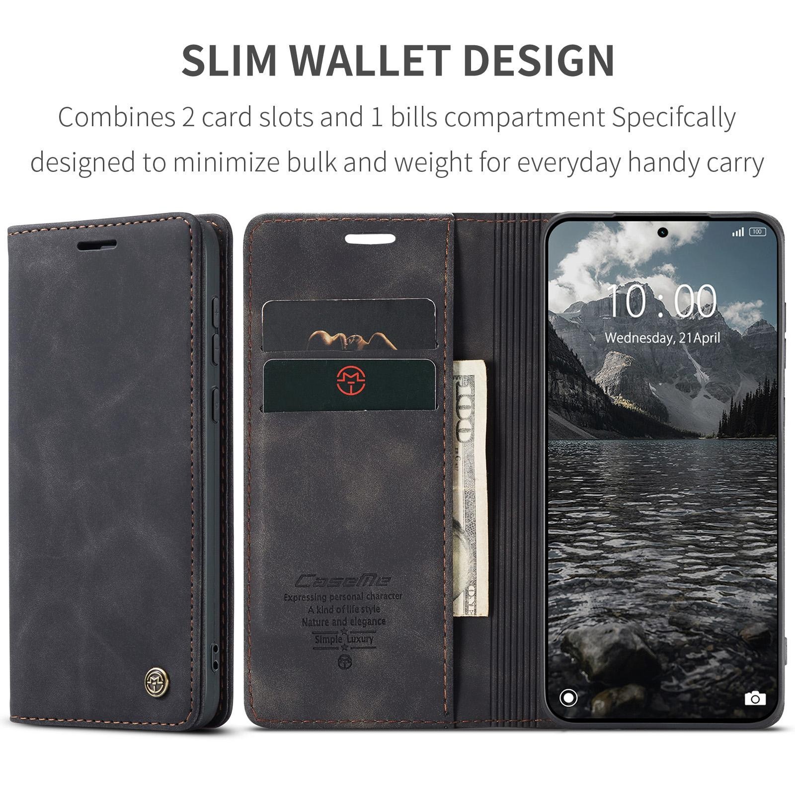 CaseMe 013 Xiaomi Redmi Note 15 4G / 5G Retro Leather Θήκη Βιβλίο - Black