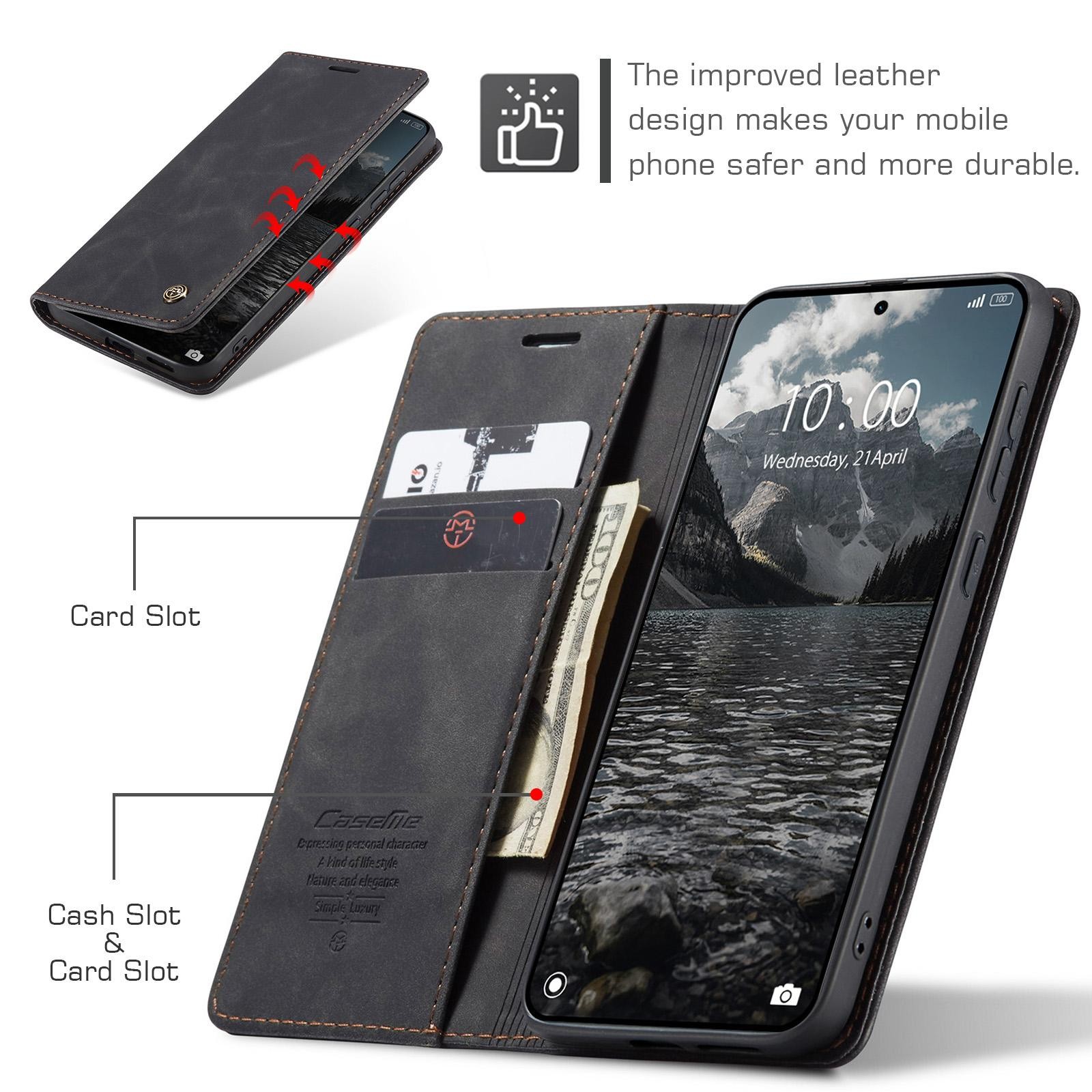 CaseMe 013 Xiaomi Redmi Note 15 4G / 5G Retro Leather Θήκη Βιβλίο - Black
