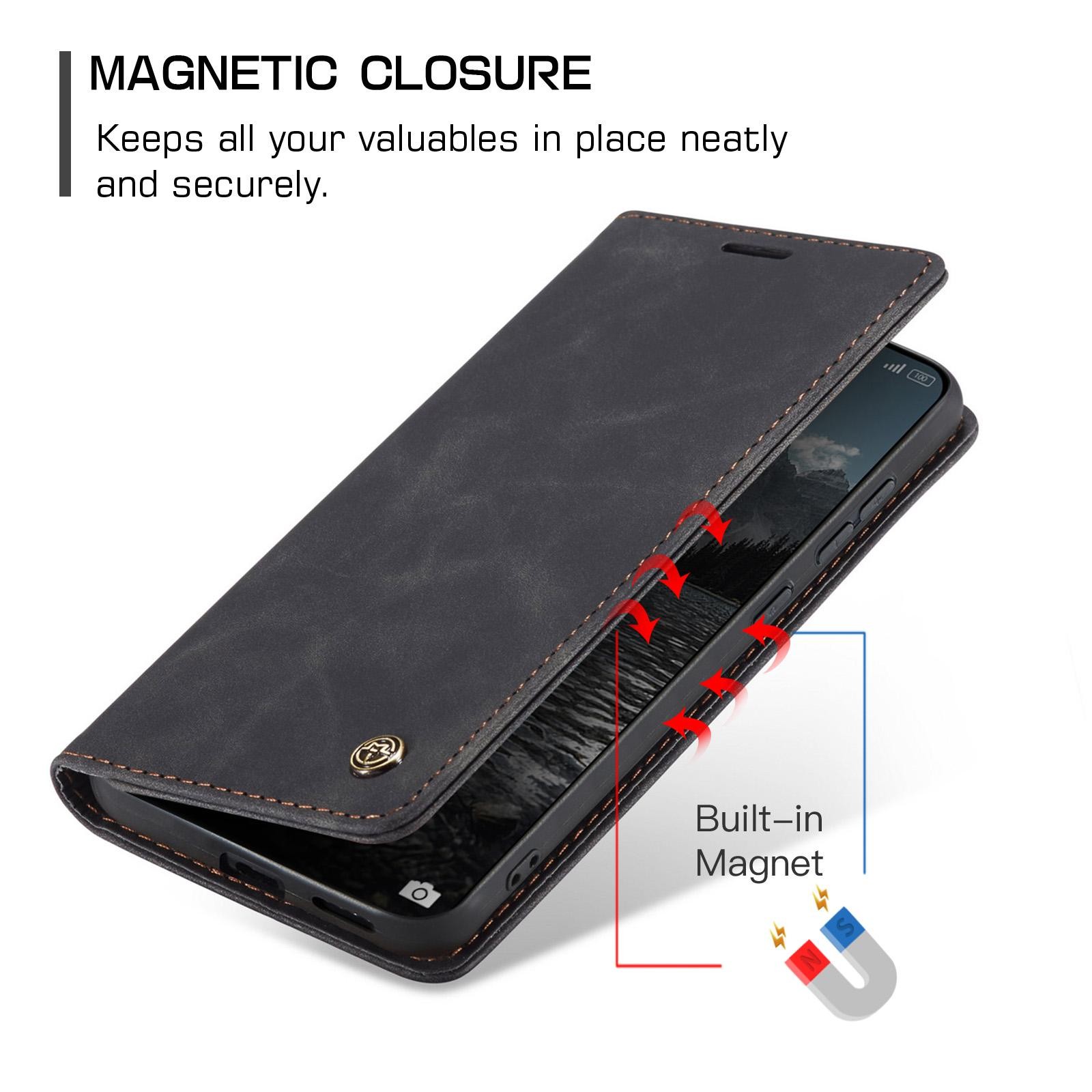 CaseMe 013 Xiaomi Redmi Note 15 4G / 5G Retro Leather Θήκη Βιβλίο - Black