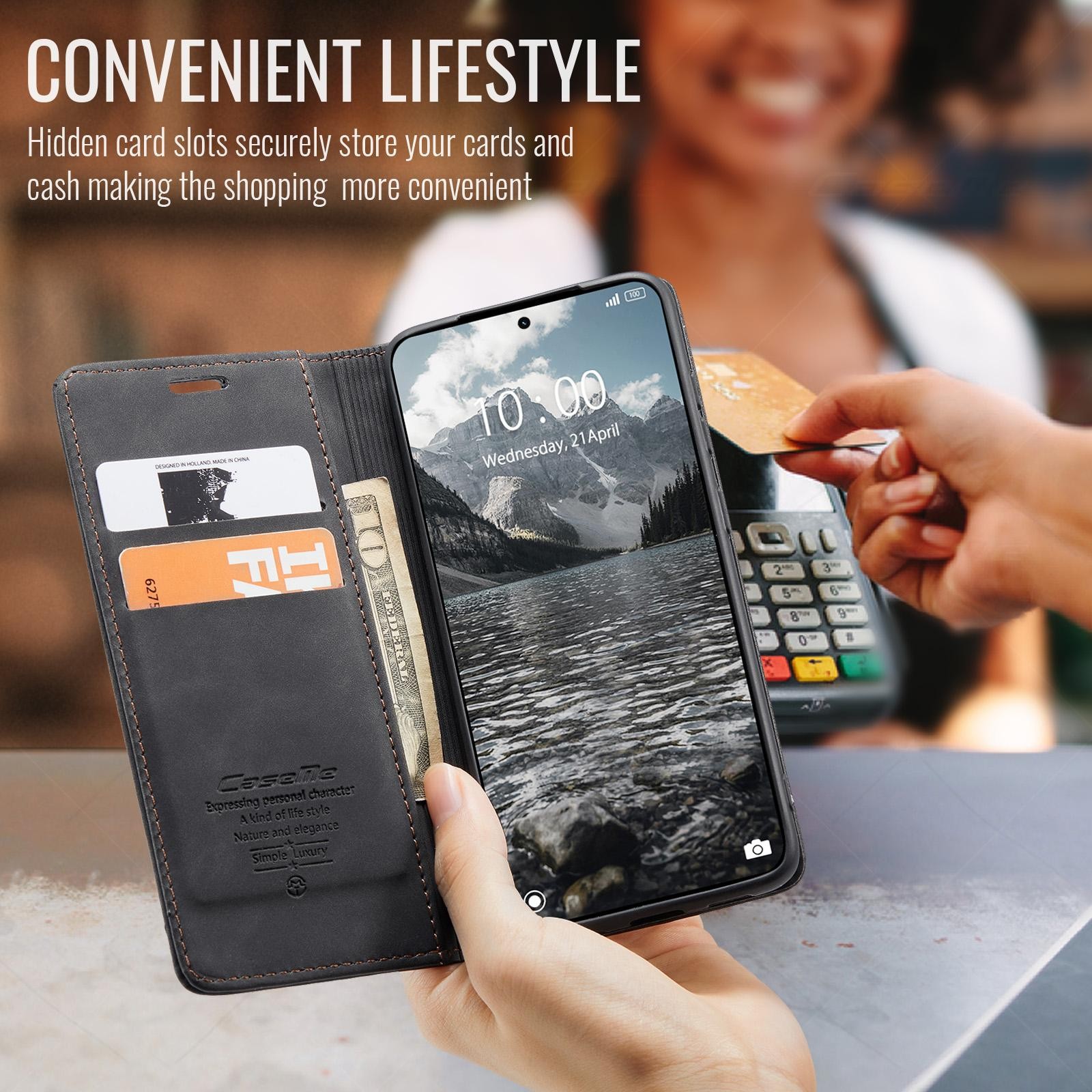 CaseMe 013 Xiaomi Redmi Note 15 4G / 5G Retro Leather Θήκη Βιβλίο - Black