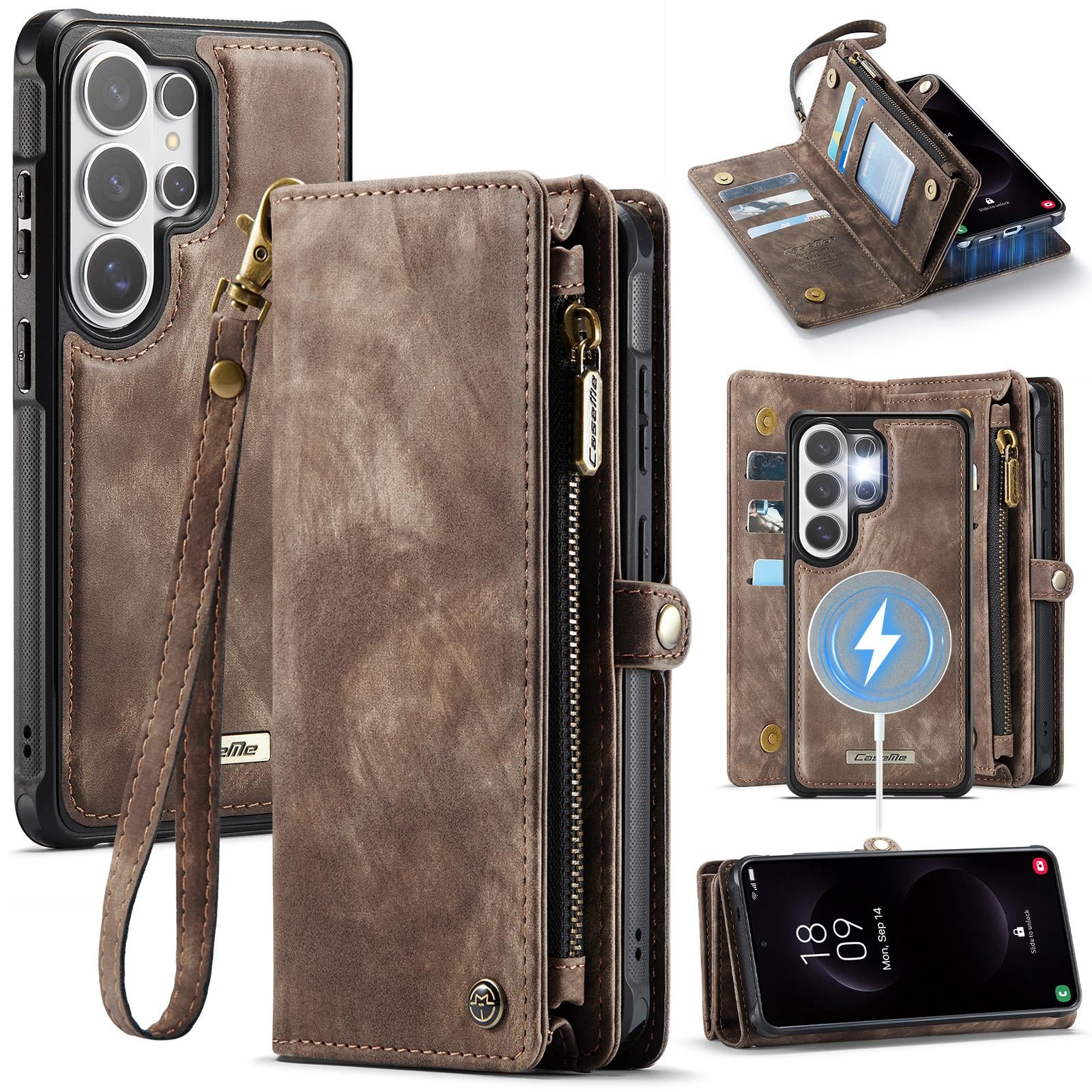 CaseMe 008 Samsung Galaxy S26 Ultra 5G Θήκη Πορτοφόλι με Αποσπώμενη Θήκη Σιλικόνης - Brown