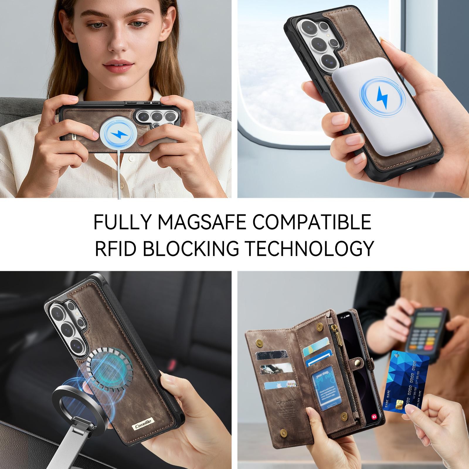 CaseMe 008 Samsung Galaxy S26 Ultra 5G Θήκη Πορτοφόλι με Αποσπώμενη Θήκη Σιλικόνης - Brown